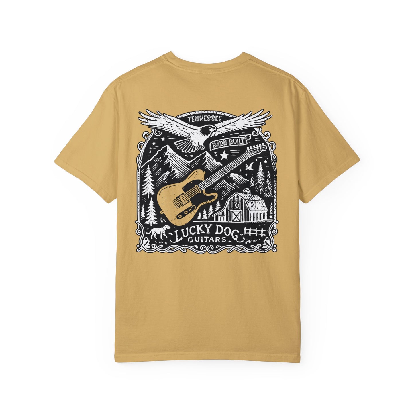 Lucky Dog 2024 Premium Comfort Colors Barn Built Eagle Tee Mountain Hollow Guitars Barn Honky Tonk T-shirt Tennessee USA