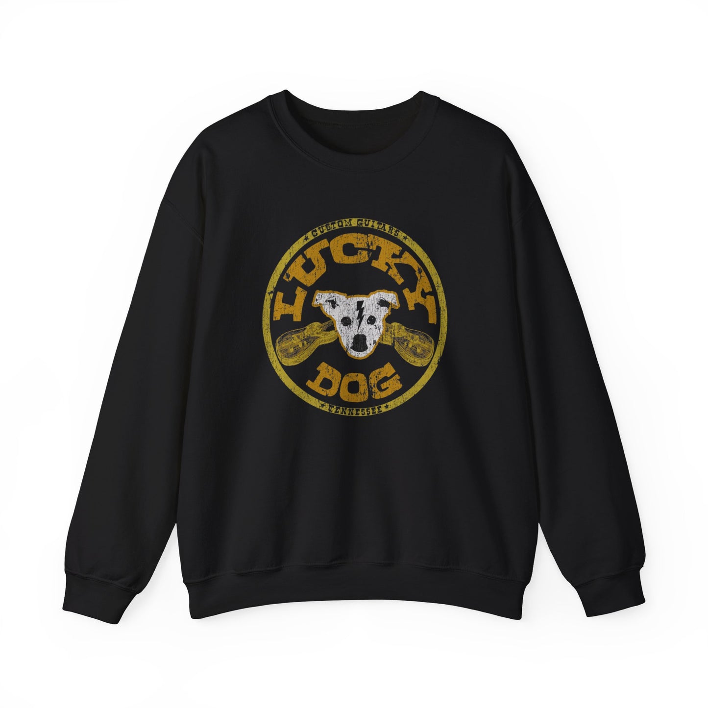 Lucky Dog Guitars Dog-Head Logo Sweatshirt - Heavy blend crewneck. Tennessee America Guitar Company Country Music USA