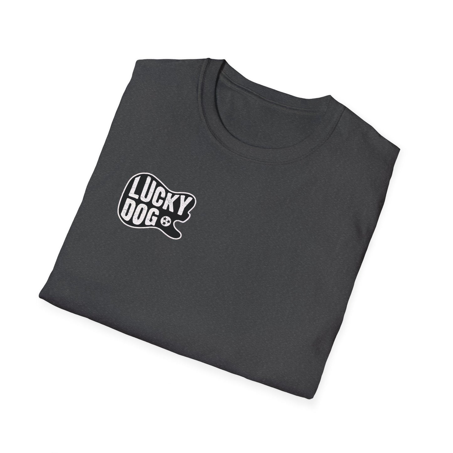 Canada BUYERS ONLY- Lucky Dog Guitars T-shirt Tennessee Mountains Custom Band Concert Hiking Nature BigFoot Big Foot Camping Ford Chevy