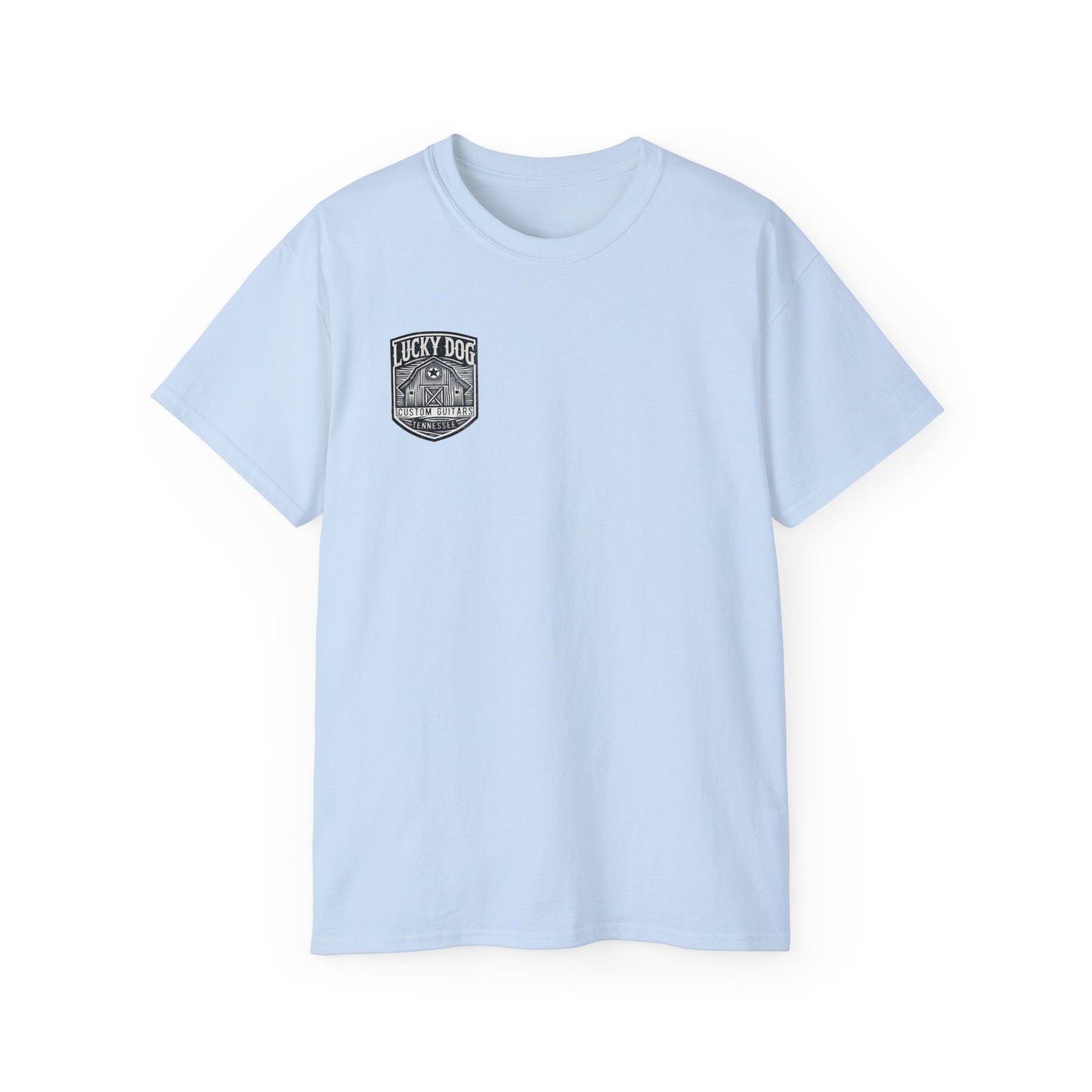 Lucky Dog Guitars 2024 BACK print Barn Built Eagle T-shirt Tennessee Custom Band Country Music Election USA