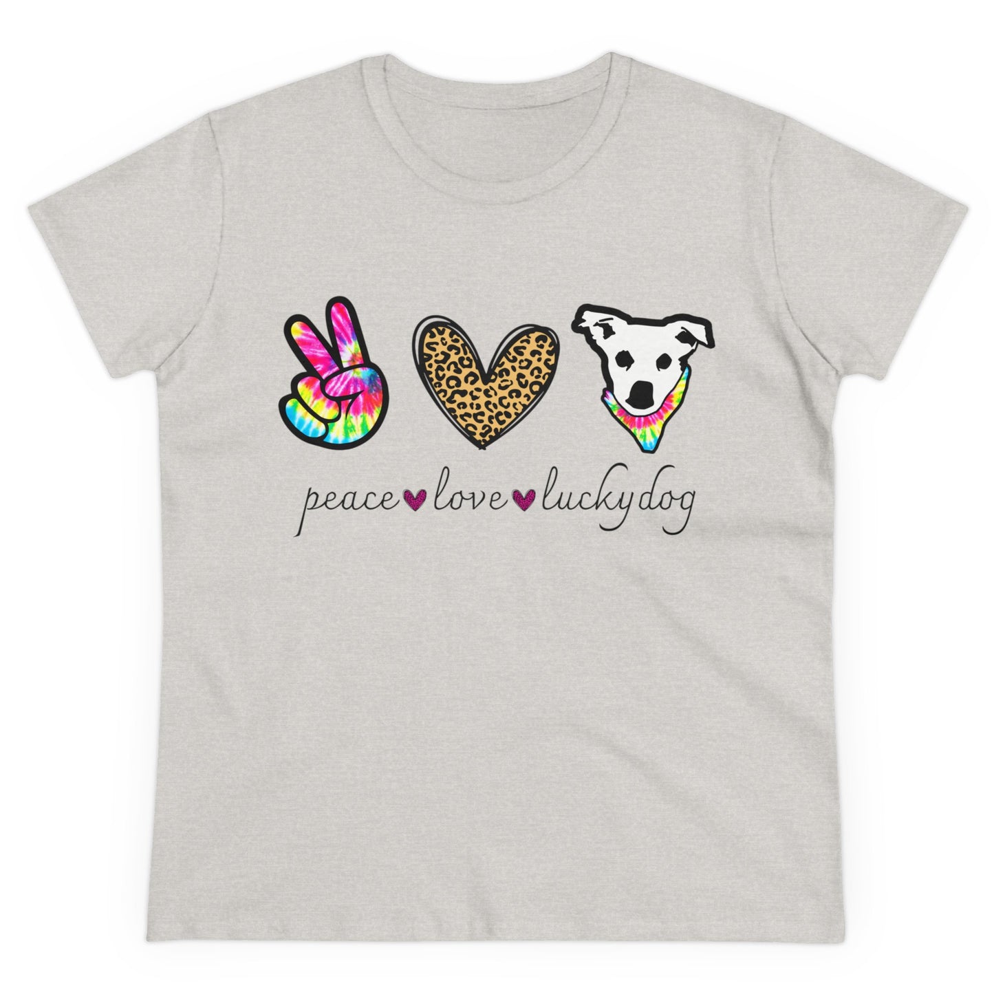 Lucky Dog Guitars - Ladies T - Peace Love & Lucky Dog - Girls Womens Cut Semi-Fitted T-shirt Tee USA