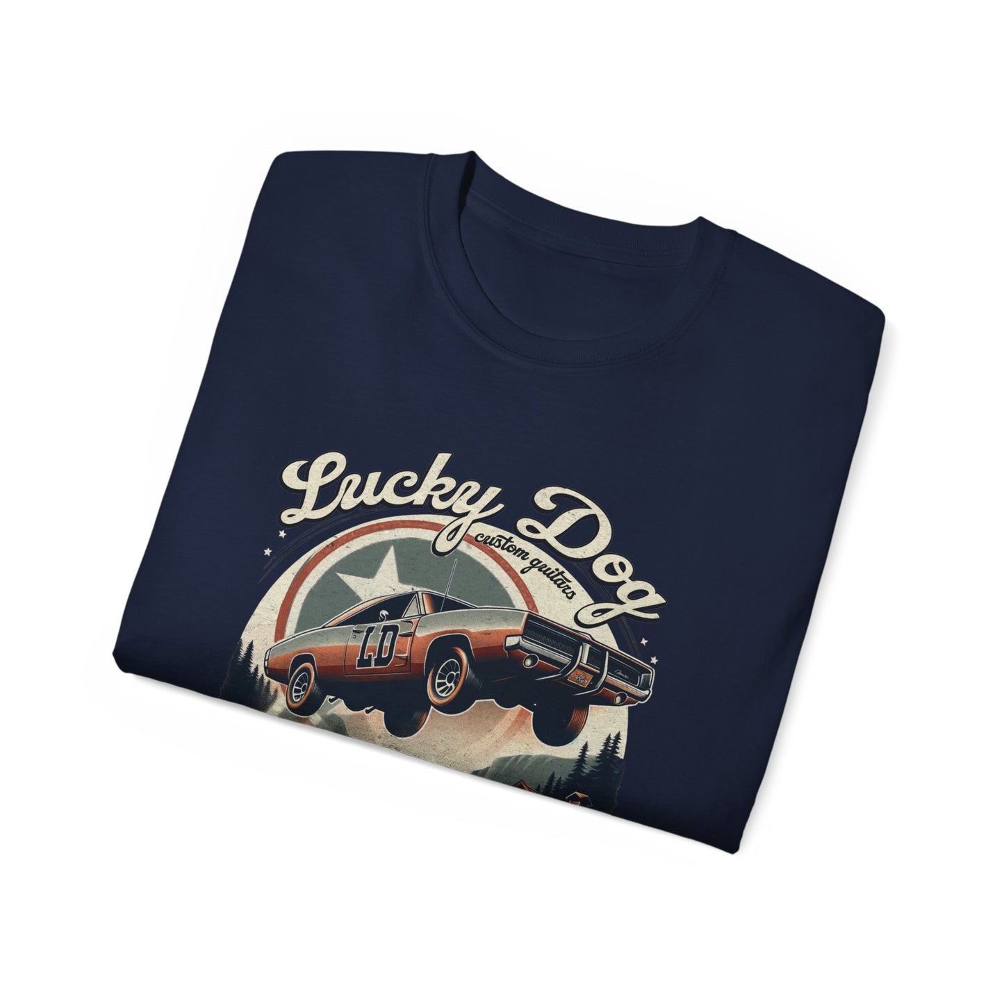 Lucky Dog Guitars - Dukes of Tone - Country music Tennessee T-shirt Mountain Charger vintage General Lee truck guitar hotrod Waylon USA