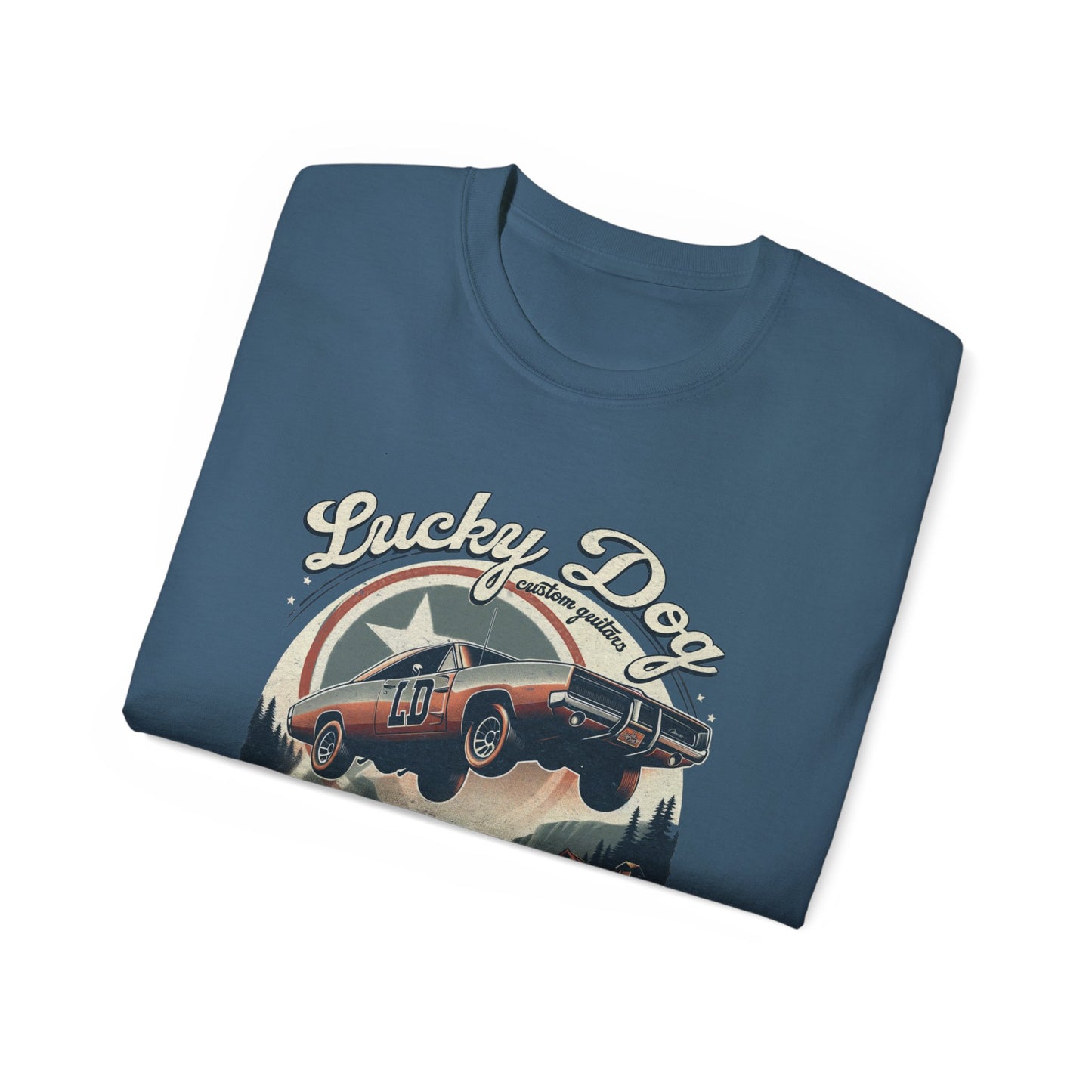 Lucky Dog Guitars - Dukes of Tone - Country music Tennessee T-shirt Mountain Charger vintage General Lee truck guitar hotrod Waylon USA