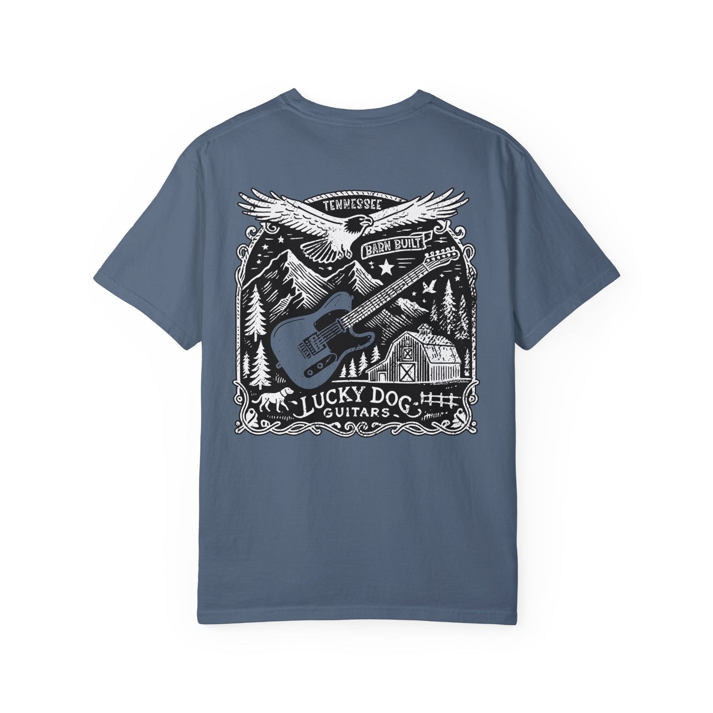Lucky Dog 2024 Premium Comfort Colors Barn Built Eagle Tee Mountain Hollow Guitars Barn Honky Tonk T-shirt Tennessee USA