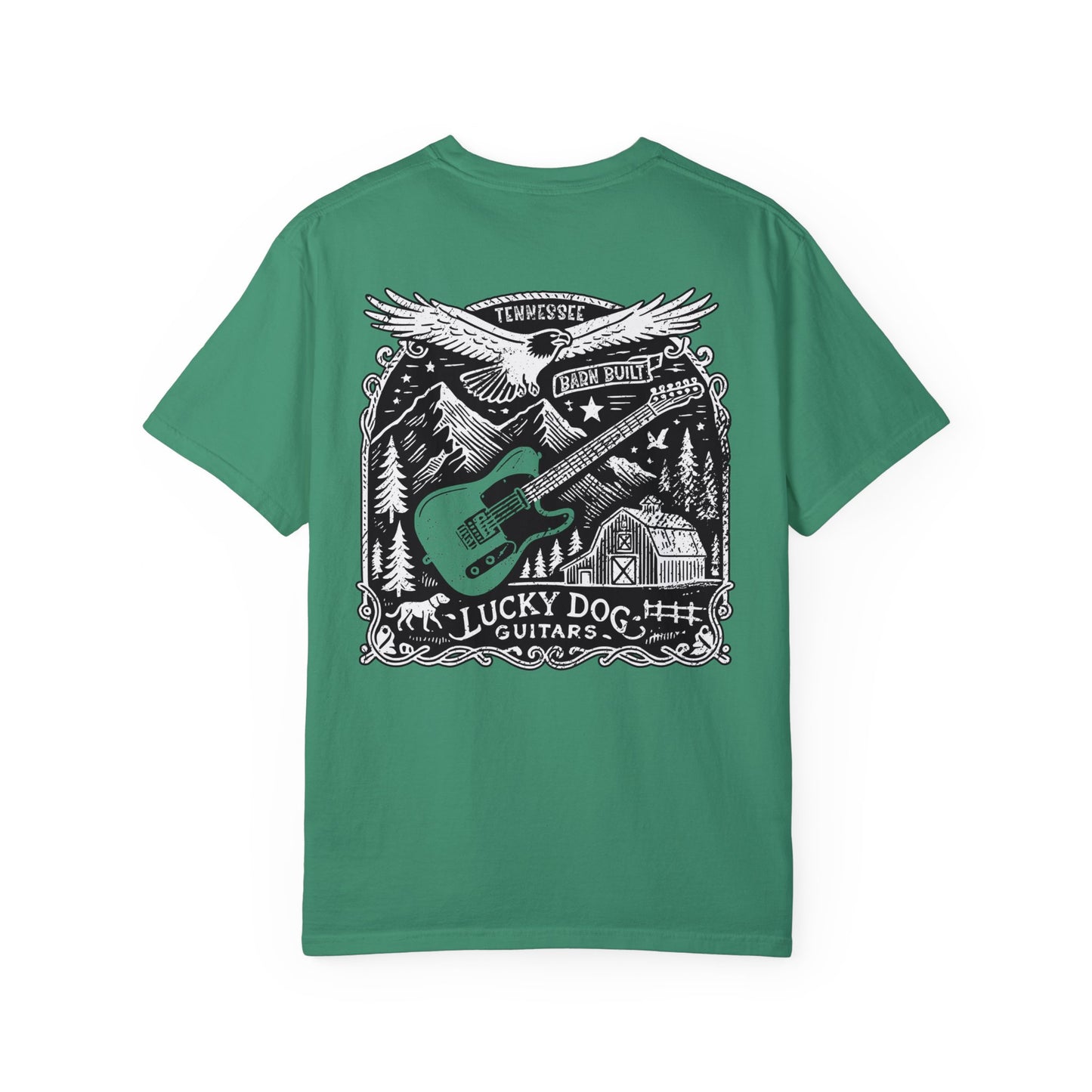 Lucky Dog 2024 Premium Comfort Colors Barn Built Eagle Tee Mountain Hollow Guitars Barn Honky Tonk T-shirt Tennessee USA