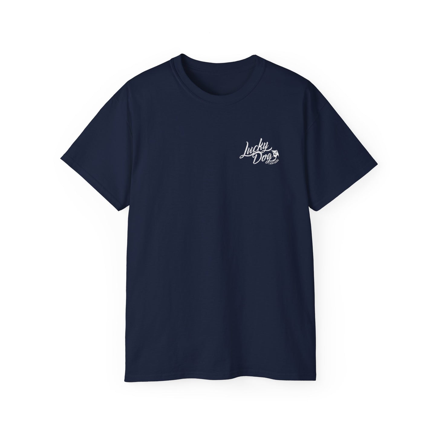 Lucky Dog 2020 (BACK PRINT) Foothills Mountain Man Guitars Retro T-shirt Custom Guitar Tennessee USA