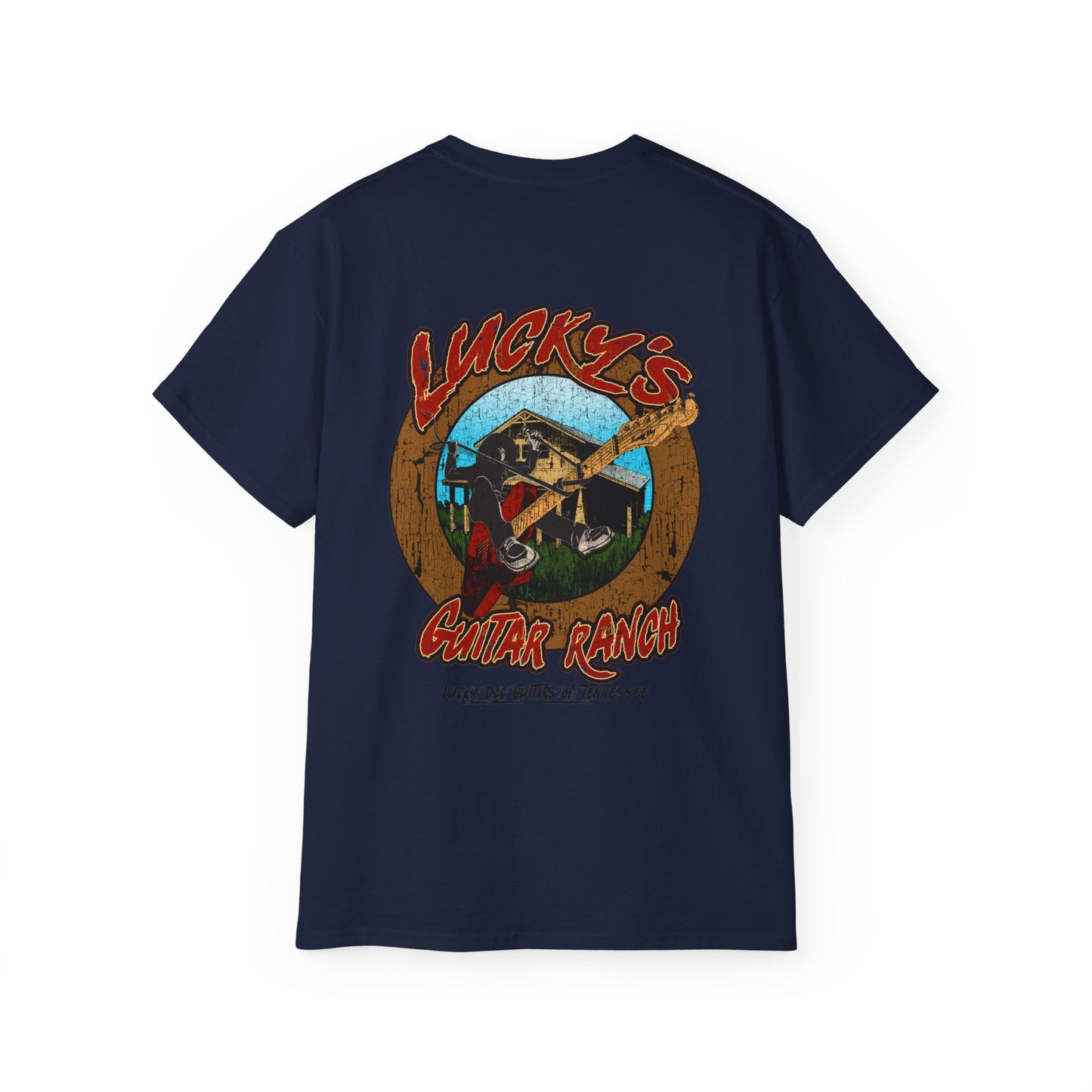 Lucky Dog Guitar Ranch Outlaw Rodeo Shirt Retro 80's Buckin' Bronco Guitars Rockabilly Country Music Vintage USA