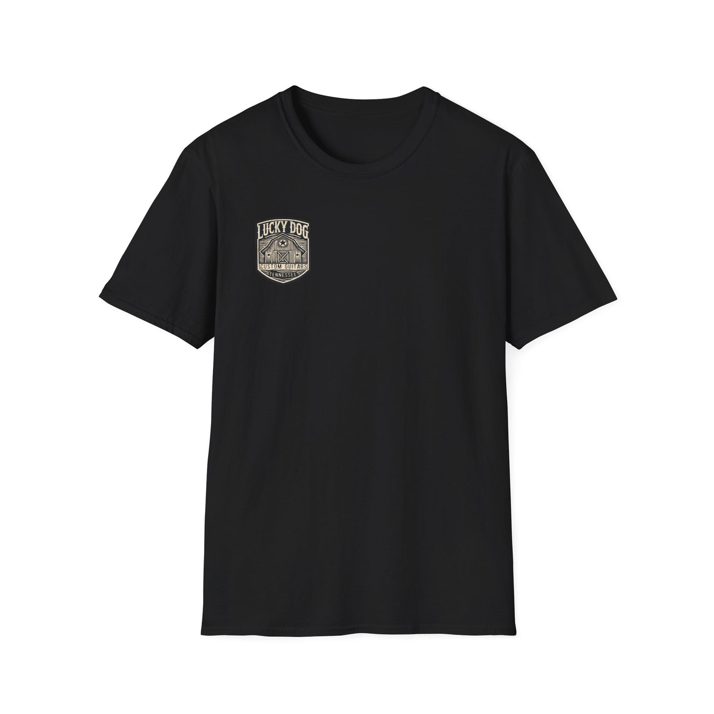 Canada buyers only-Lucky Dog Guitars "Barn Built" Tennessee T-shirt Mountain Hollow moon outdoors vintage Ford pickup truck custom guitar