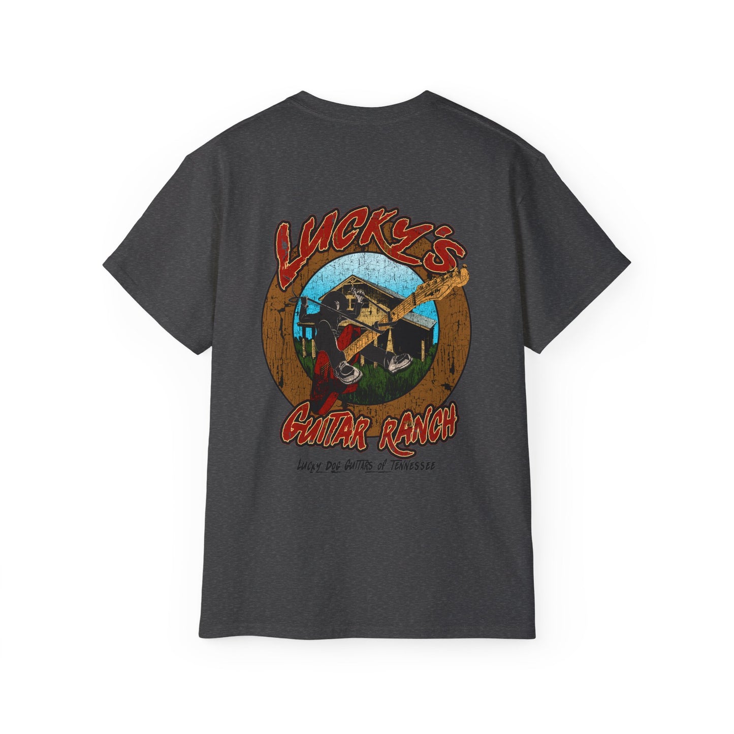Lucky Dog Guitar Ranch Outlaw Rodeo Shirt Retro 80's Buckin' Bronco Guitars Rockabilly Country Music Vintage USA