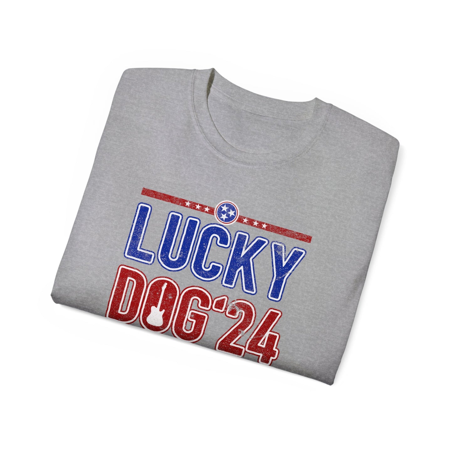 Lucky Dog Guitars 2024 (front) Twang You Can Believe In T-shirt Tennessee Custom Band Country Music Nature Election Big Foot Bluegrass USA