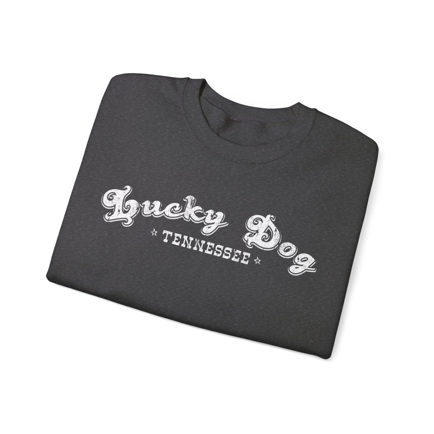 Lucky Dog Guitars Retro Logo Sweatshirt - Heavy blend crewneck. Tennessee America Guitar Company Country Music USA