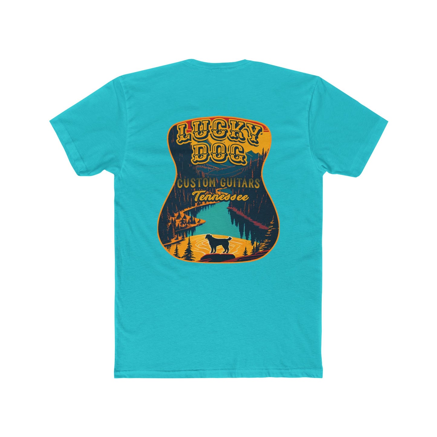 Lucky Dog Guitars T-shirt Tennessee Mountains Custom Band Concert Hiking Nature BigFoot Big Foot Camping Ford Chevy USA