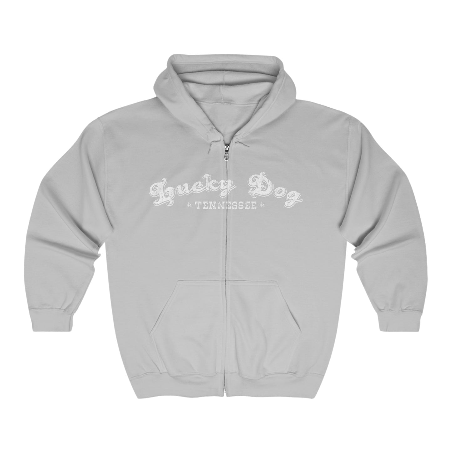 Lucky Dog Guitars Heavy Blend zip-up hoodie - Arched guitar logo Tennessee America Sweatshirt Jacket Coat custom country music