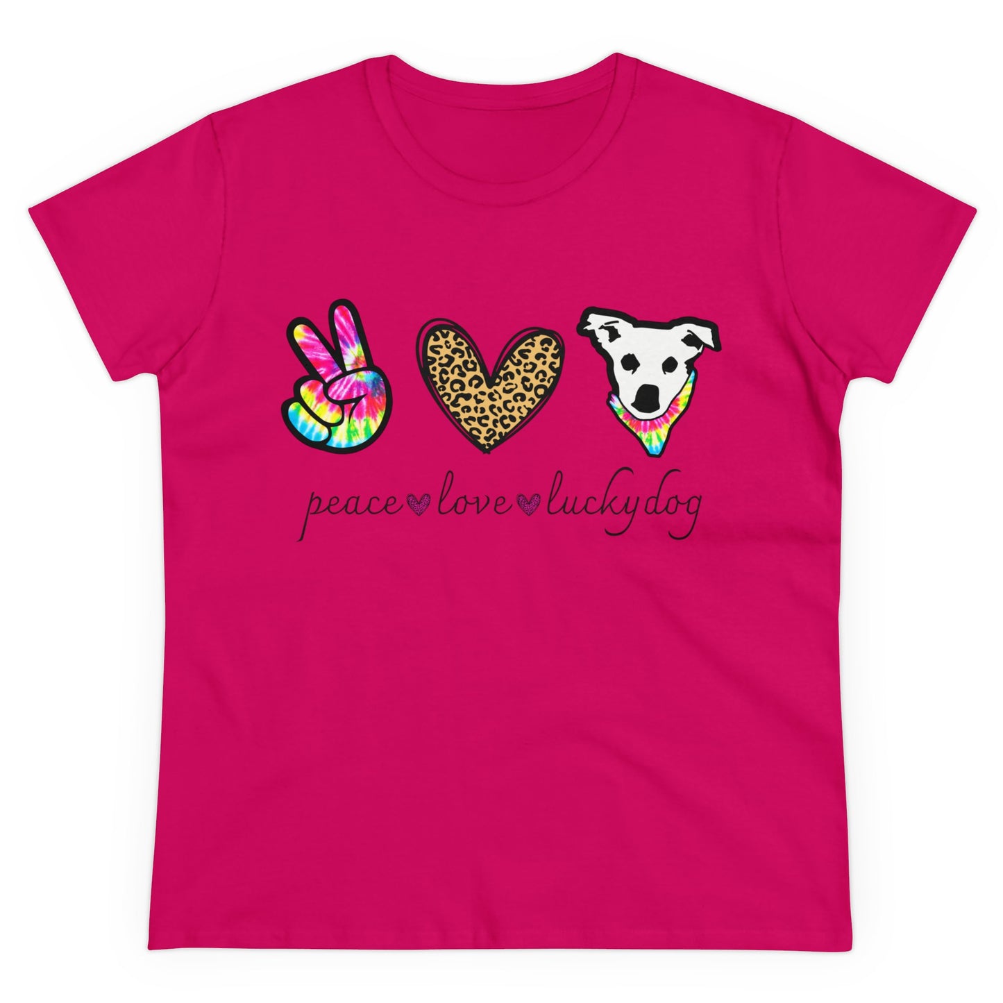 Lucky Dog Guitars - Ladies T - Peace Love & Lucky Dog - Girls Womens Cut Semi-Fitted T-shirt Tee USA