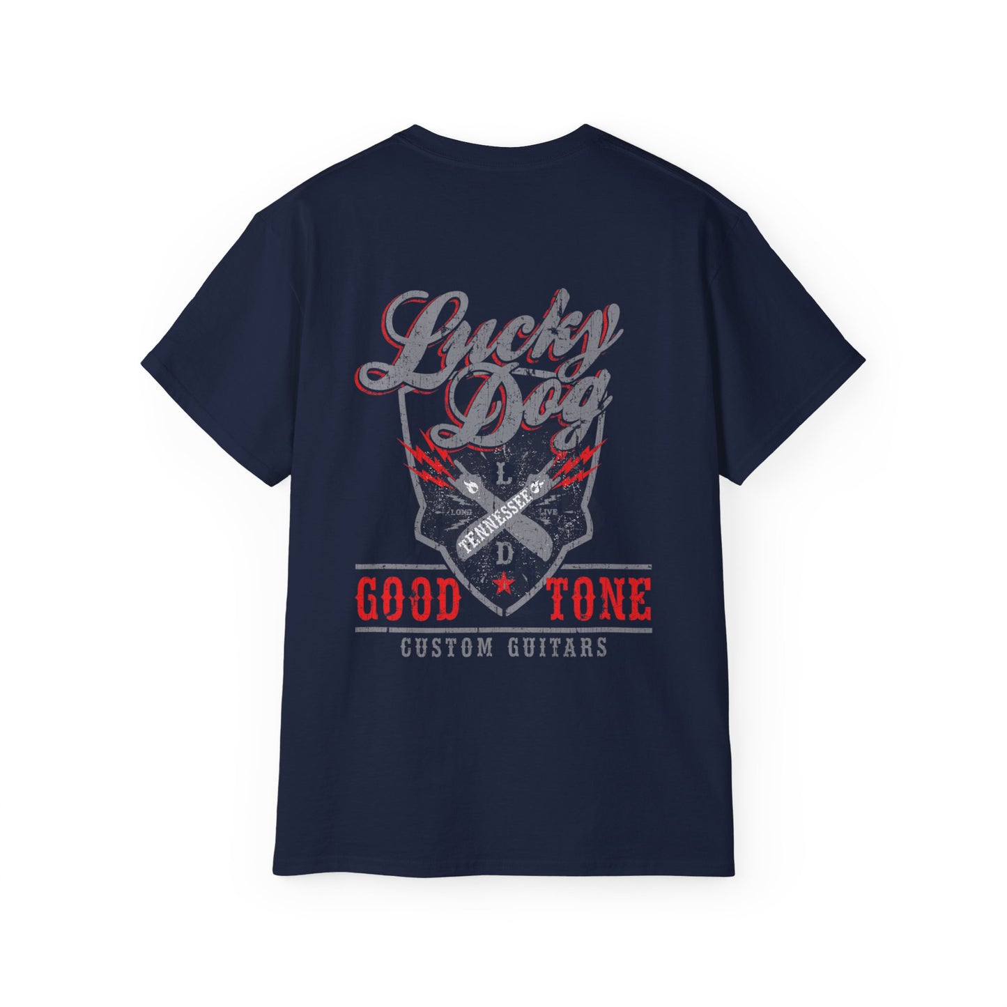 Lucky Dog Guitar Good Tone (BACK PRINT) Shirt Retro 80's Guitars Biker Outlaw Rockabilly Country Music Vintage USA