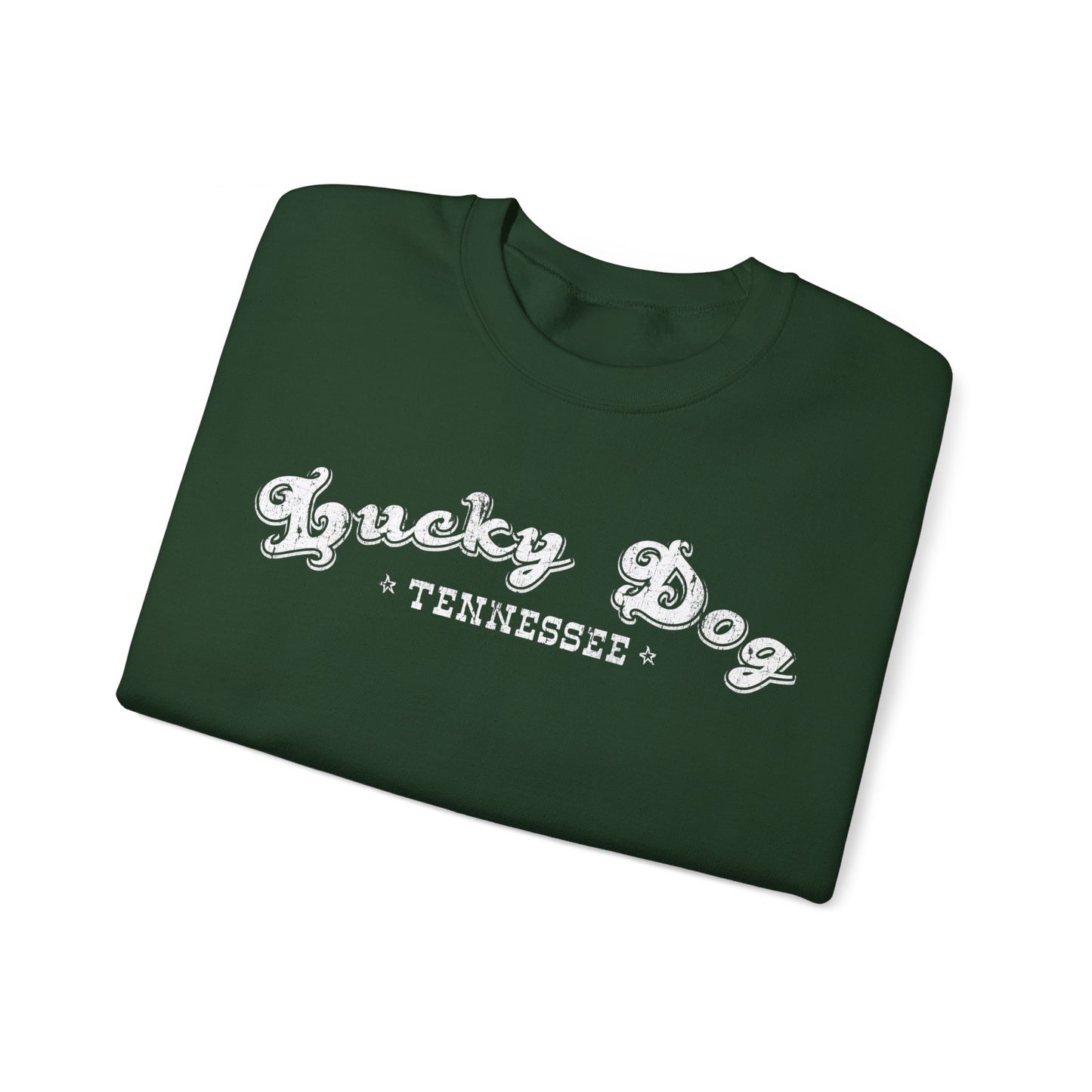 Lucky Dog Guitars Retro Logo Sweatshirt - Heavy blend crewneck. Tennessee America Guitar Company Country Music USA