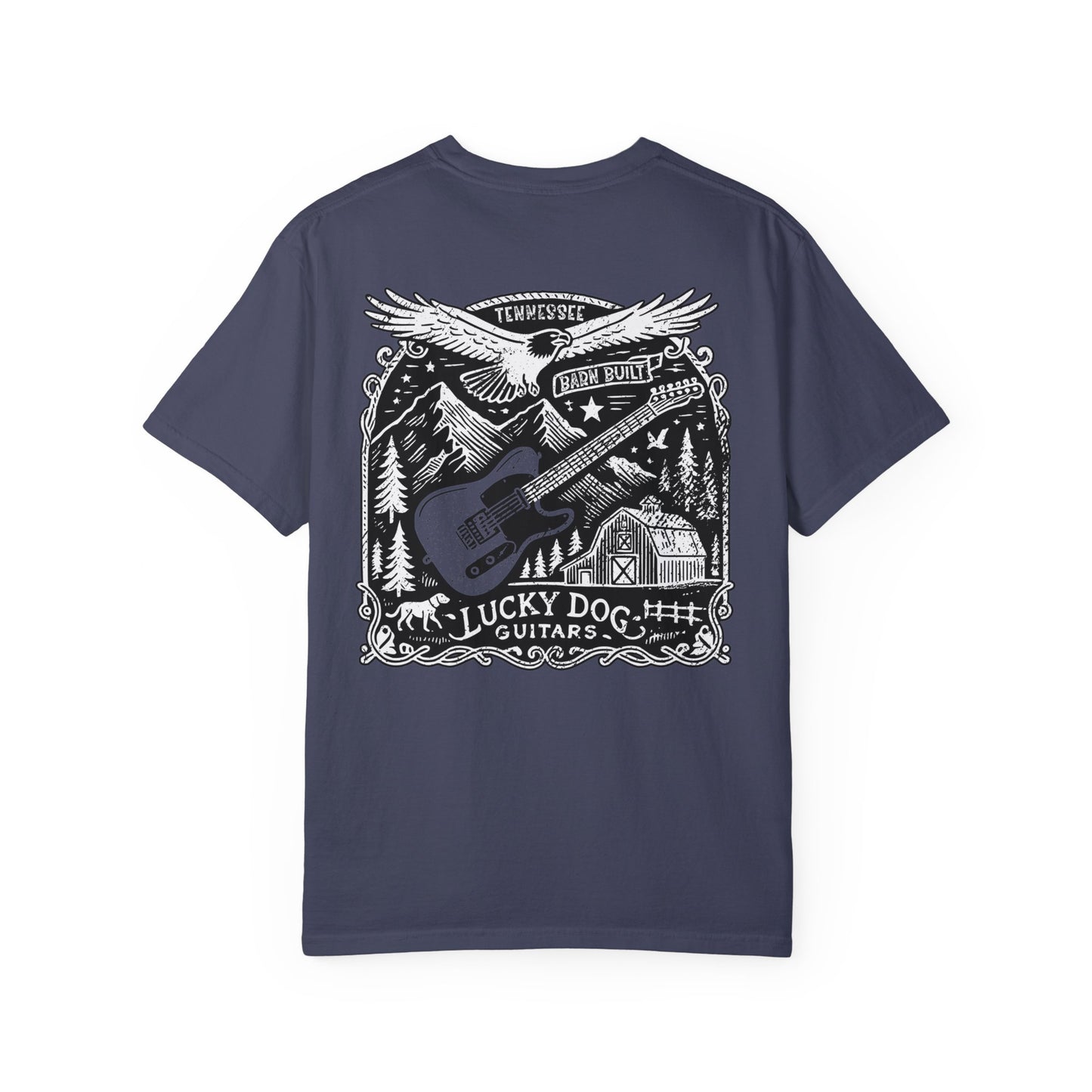 Lucky Dog 2024 Premium Comfort Colors Barn Built Eagle Tee Mountain Hollow Guitars Barn Honky Tonk T-shirt Tennessee USA