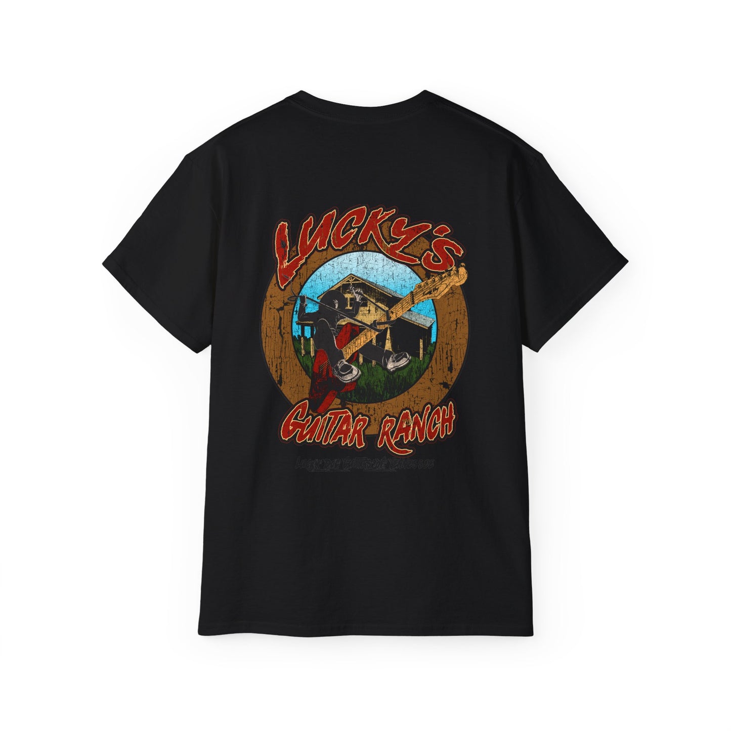 Lucky Dog Guitar Ranch Outlaw Rodeo Shirt Retro 80's Buckin' Bronco Guitars Rockabilly Country Music Vintage USA
