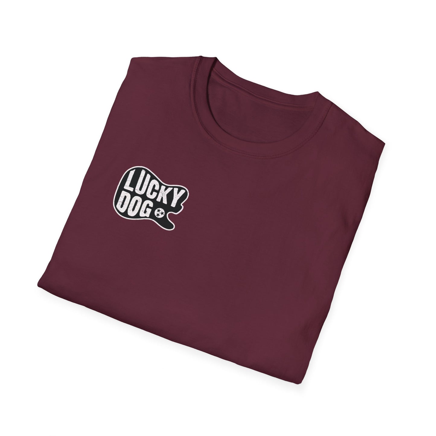 Canada BUYERS ONLY- Lucky Dog Guitars T-shirt Tennessee Mountains Custom Band Concert Hiking Nature BigFoot Big Foot Camping Ford Chevy