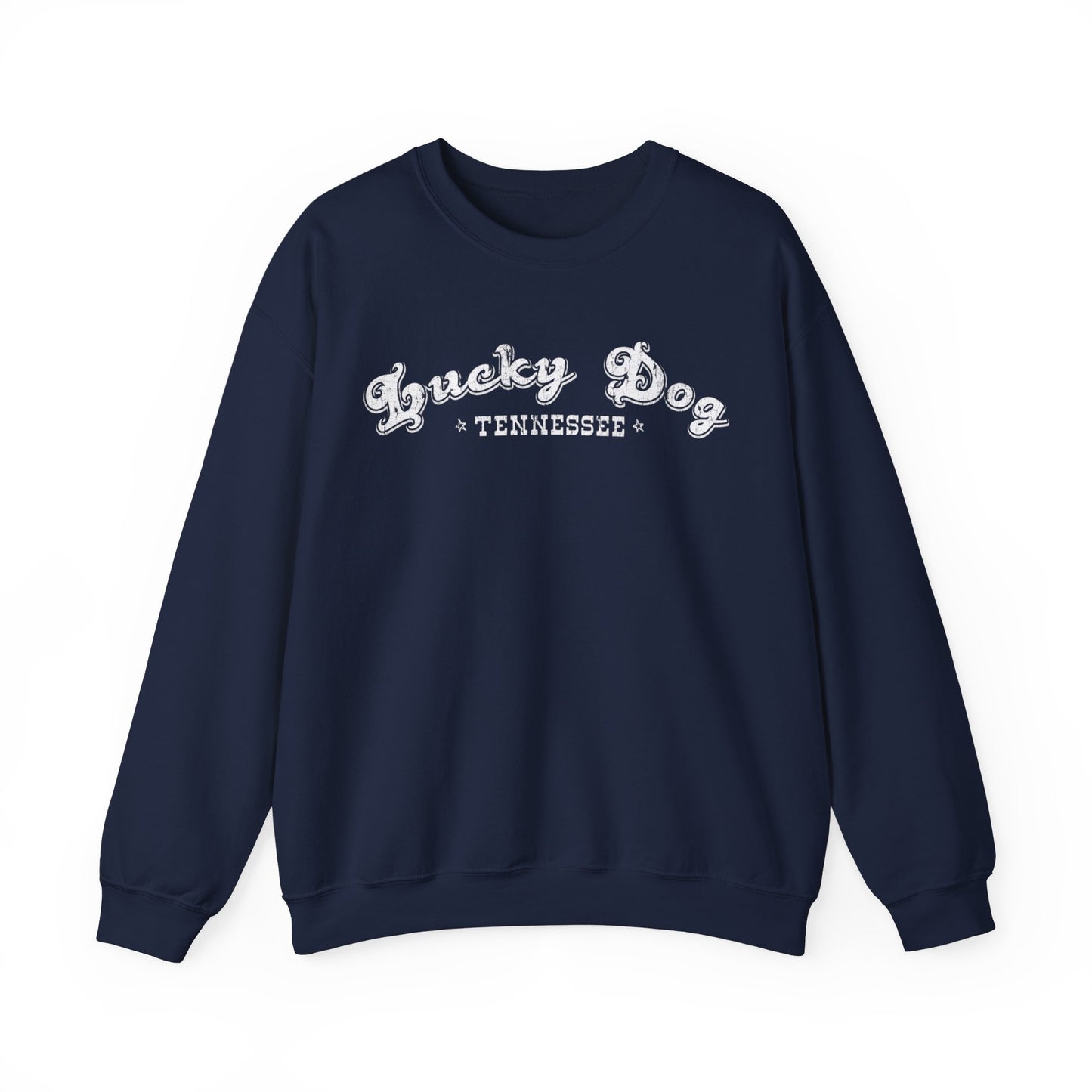 Lucky Dog Guitars Retro Logo Sweatshirt - Heavy blend crewneck. Tennessee America Guitar Company Country Music USA