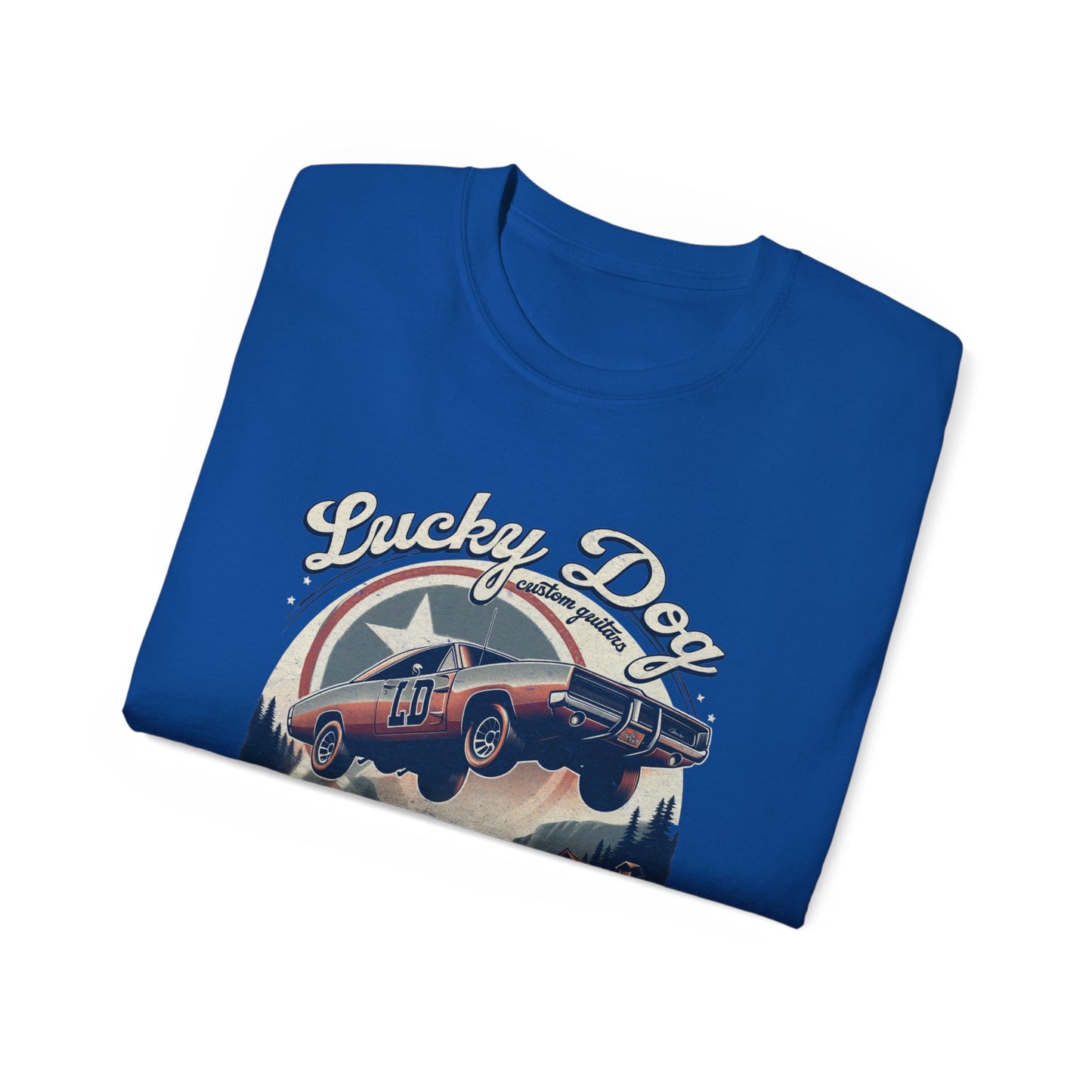 Lucky Dog Guitars - Dukes of Tone - Country music Tennessee T-shirt Mountain Charger vintage General Lee truck guitar hotrod Waylon USA