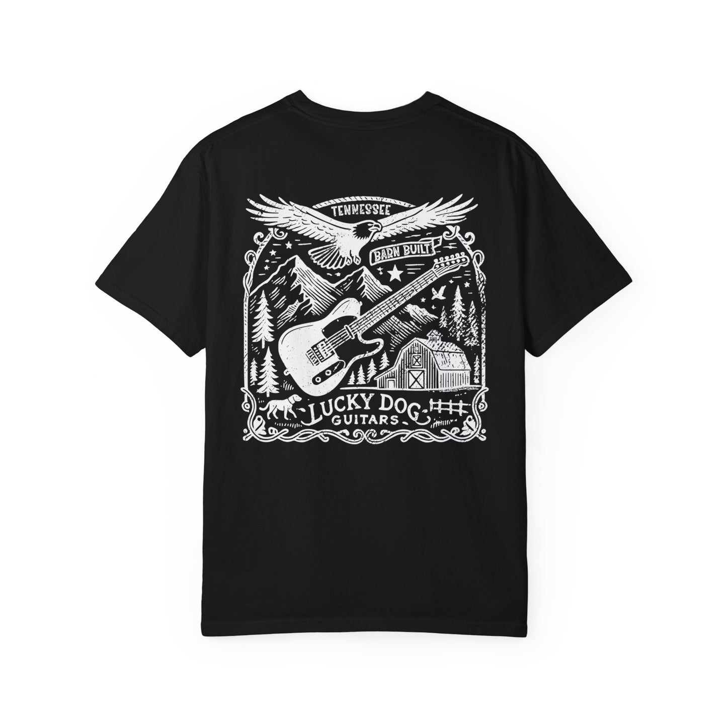 Lucky Dog 2024 Premium Comfort Colors Barn Built Eagle Tee Mountain Hollow Guitars Barn Honky Tonk T-shirt Tennessee USA