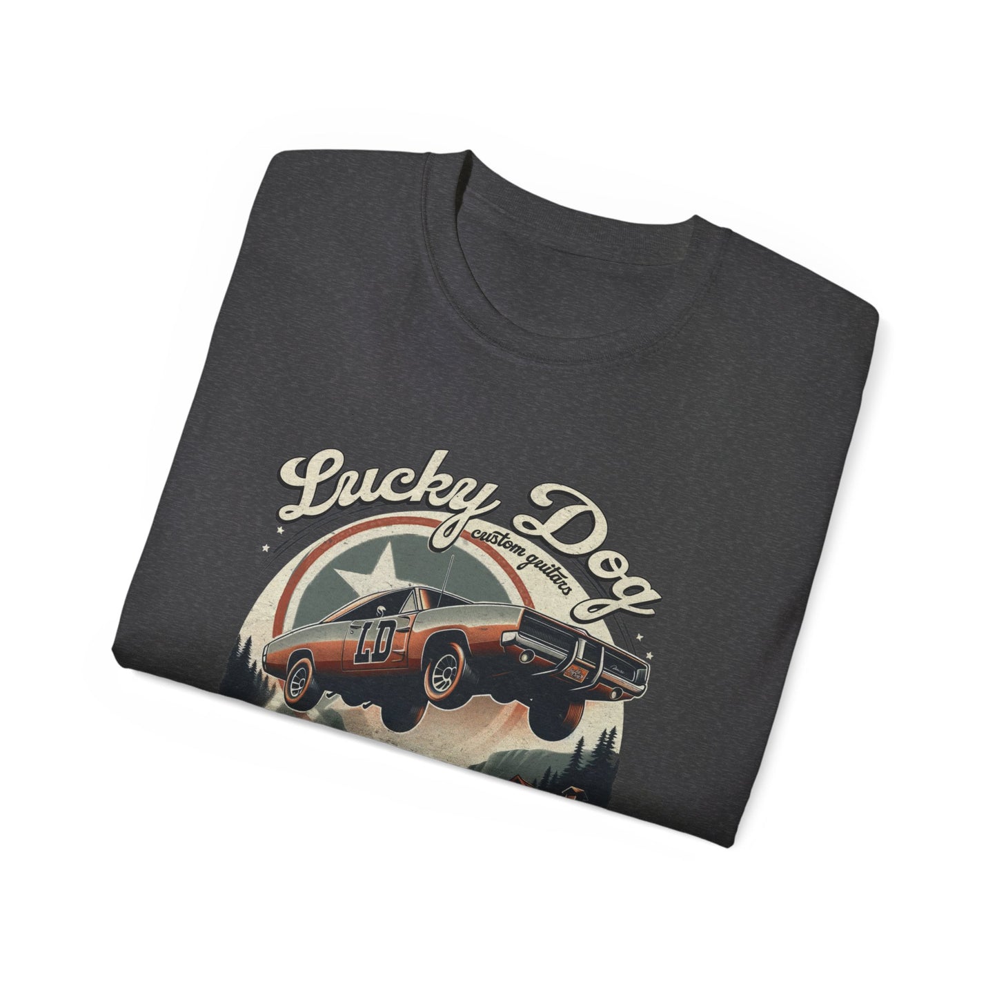 Lucky Dog Guitars - Dukes of Tone - Country music Tennessee T-shirt Mountain Charger vintage General Lee truck guitar hotrod Waylon USA