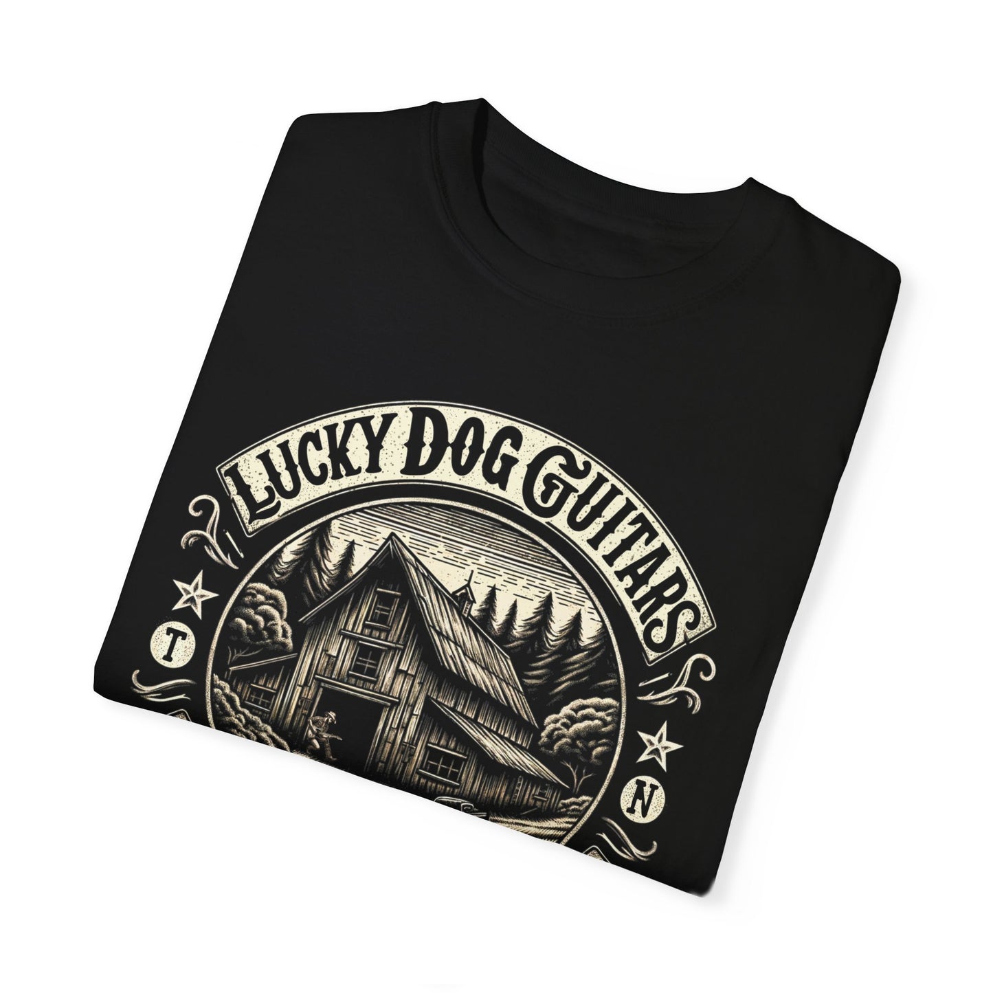 Lucky Dog 2024 Premium Comfort Colors Just Say No To Boring Guitars Barn Honky Tonk T-shirt Tennessee USA