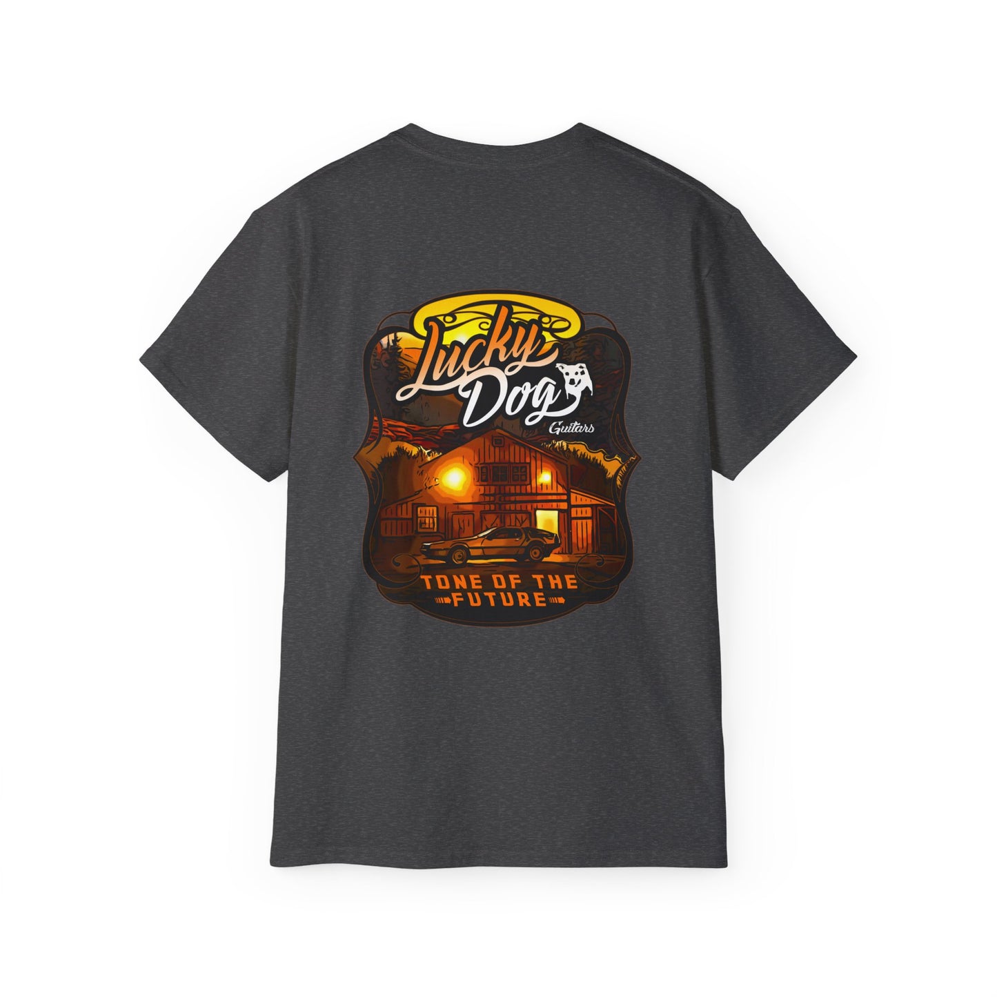 Lucky Dog Guitars Tone of The Future Rock-n-Roll T-shirt Delorean Guitar Vintage Back To Country Outlaw Nashville TN Tennessee Mcfly USA