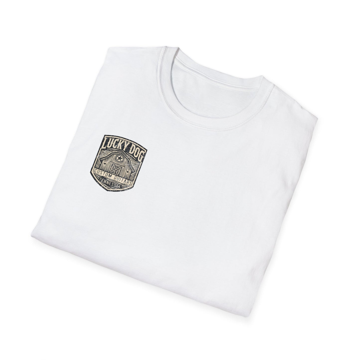 Canada buyers only-Lucky Dog Guitars "Barn Built" Tennessee T-shirt Mountain Hollow moon outdoors vintage Ford pickup truck custom guitar