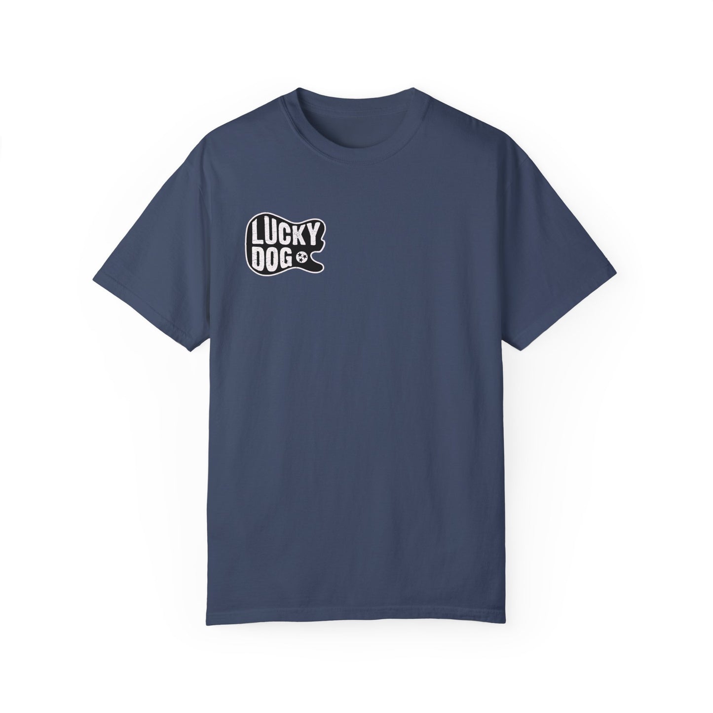 PREMIUM Comfort Colors Lucky Dog Guitars Just'a Twangin T-shirt Tennessee Custom Band Foothills Country Music BigFoot Bluegrass USA