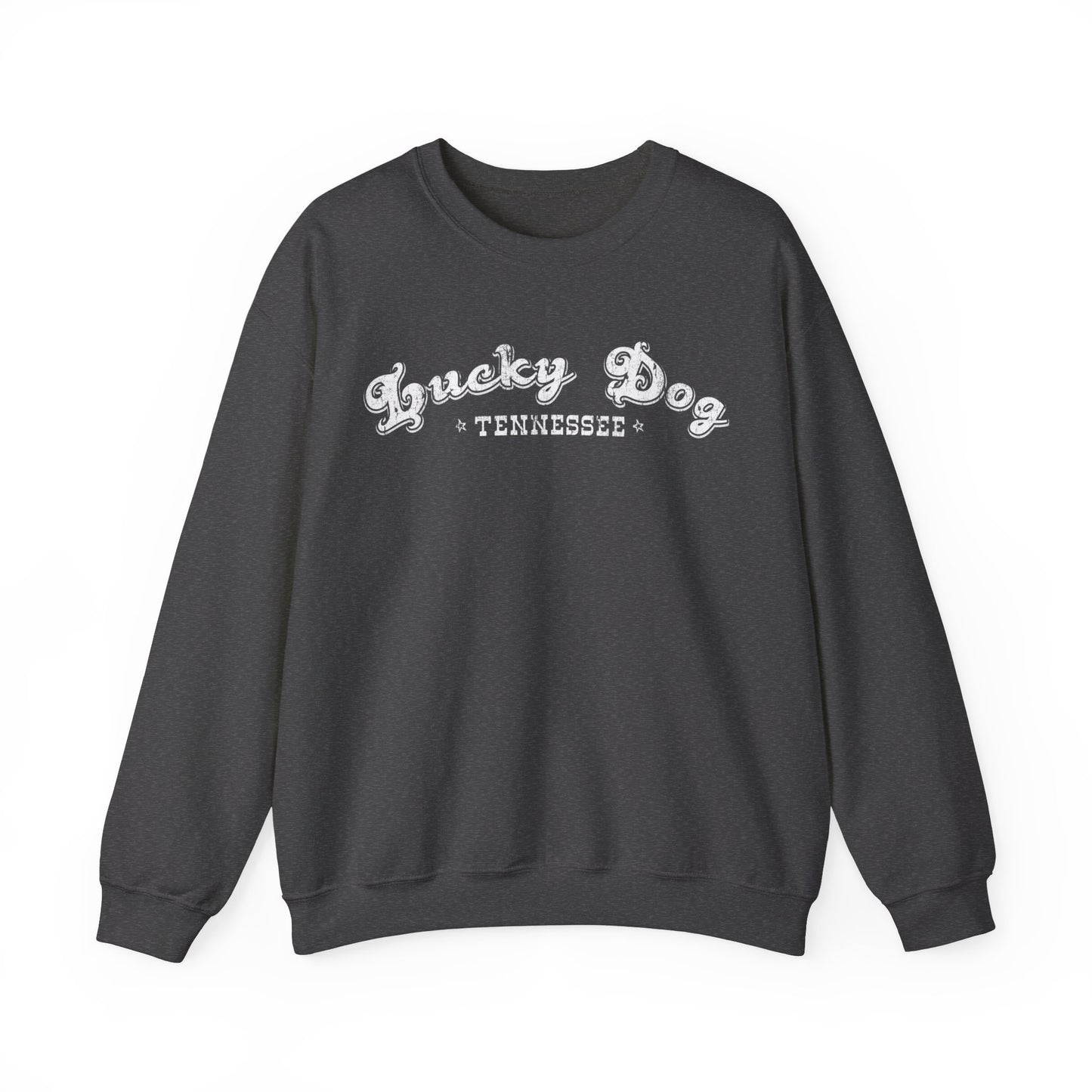 Lucky Dog Guitars Retro Logo Sweatshirt - Heavy blend crewneck. Tennessee America Guitar Company Country Music USA