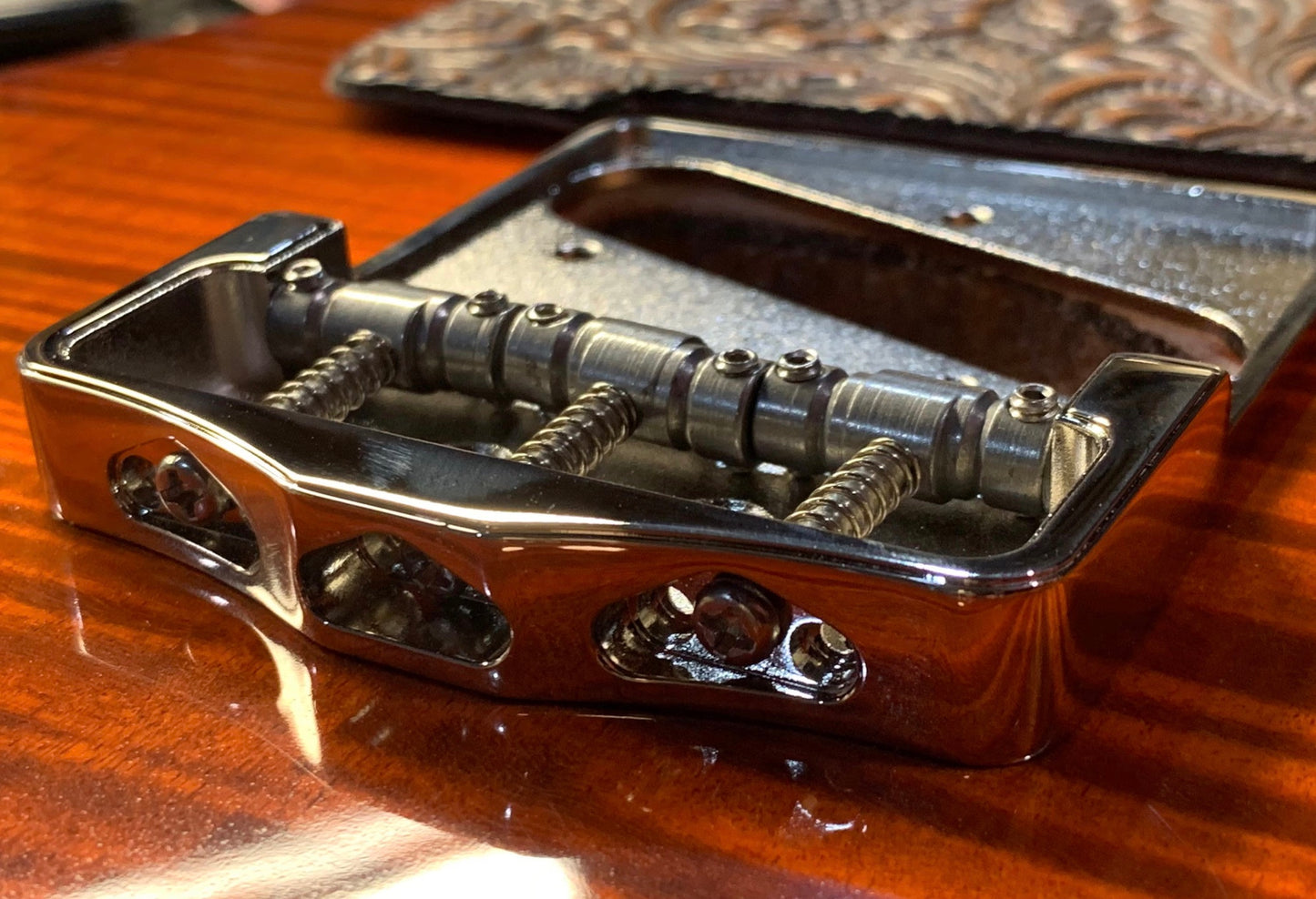 Lucky Dog Custom Milled guitar relic'd bridge plate for tele / telecaster guitars. Made in Tennessee. Nickel plated with brass compensated saddles.