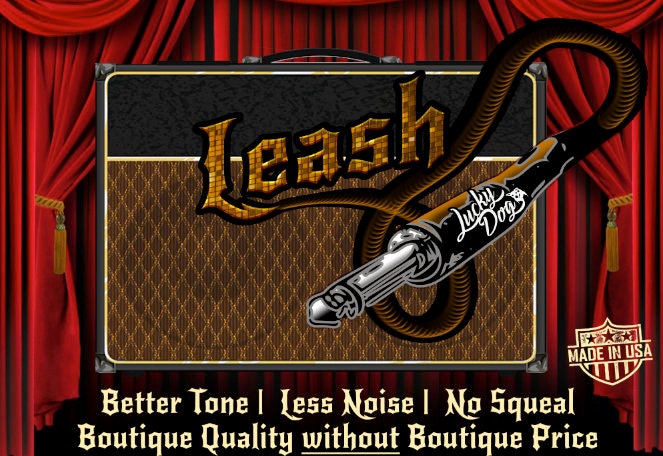 USA MADE 18ft Lucky Dog black/white "Dog Leash" guitar cable Fat oversized shielded cable rejects noise Improved Tone and Signal Strength