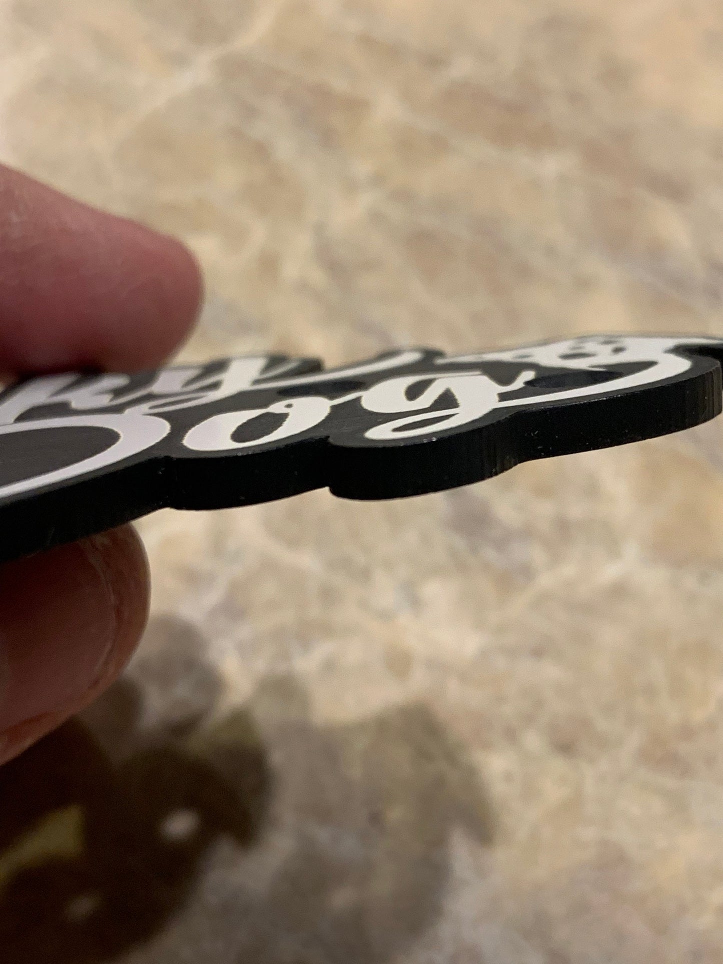 Lucky Dog Guitar case badge/logo. Also would work on amps, truck/car emblem etc. Tennessee made, very tough for high quality material. USA