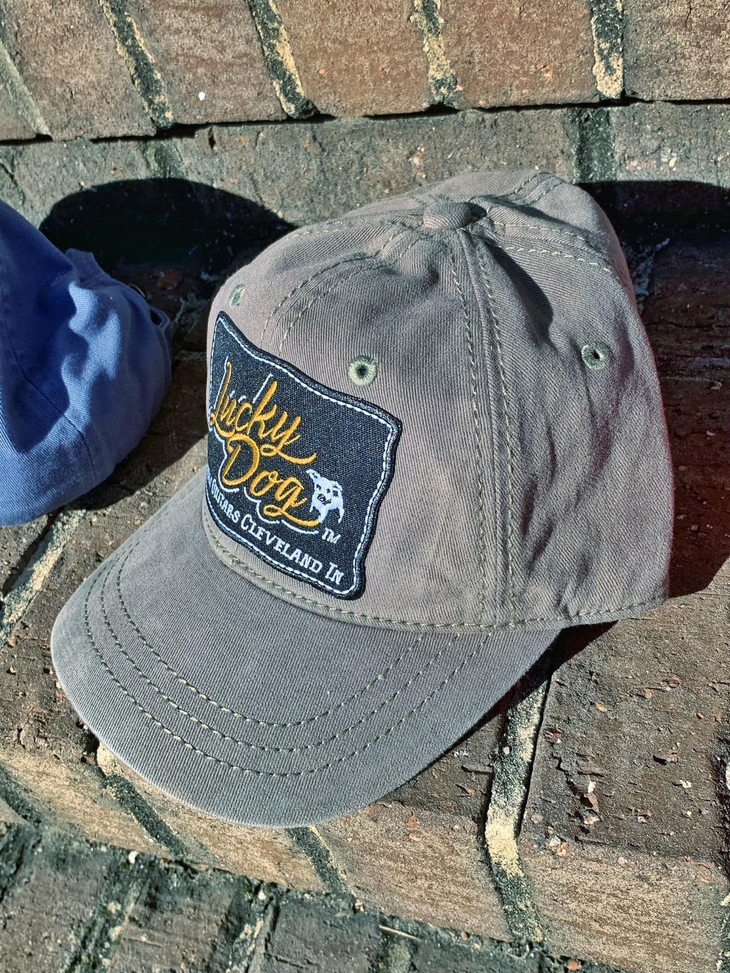 SMALL Lucky Dog Guitars soft non-structured for "smaller heads" with adjustable fabric back. Non-mesh. Retro ball cap ballcap distressed