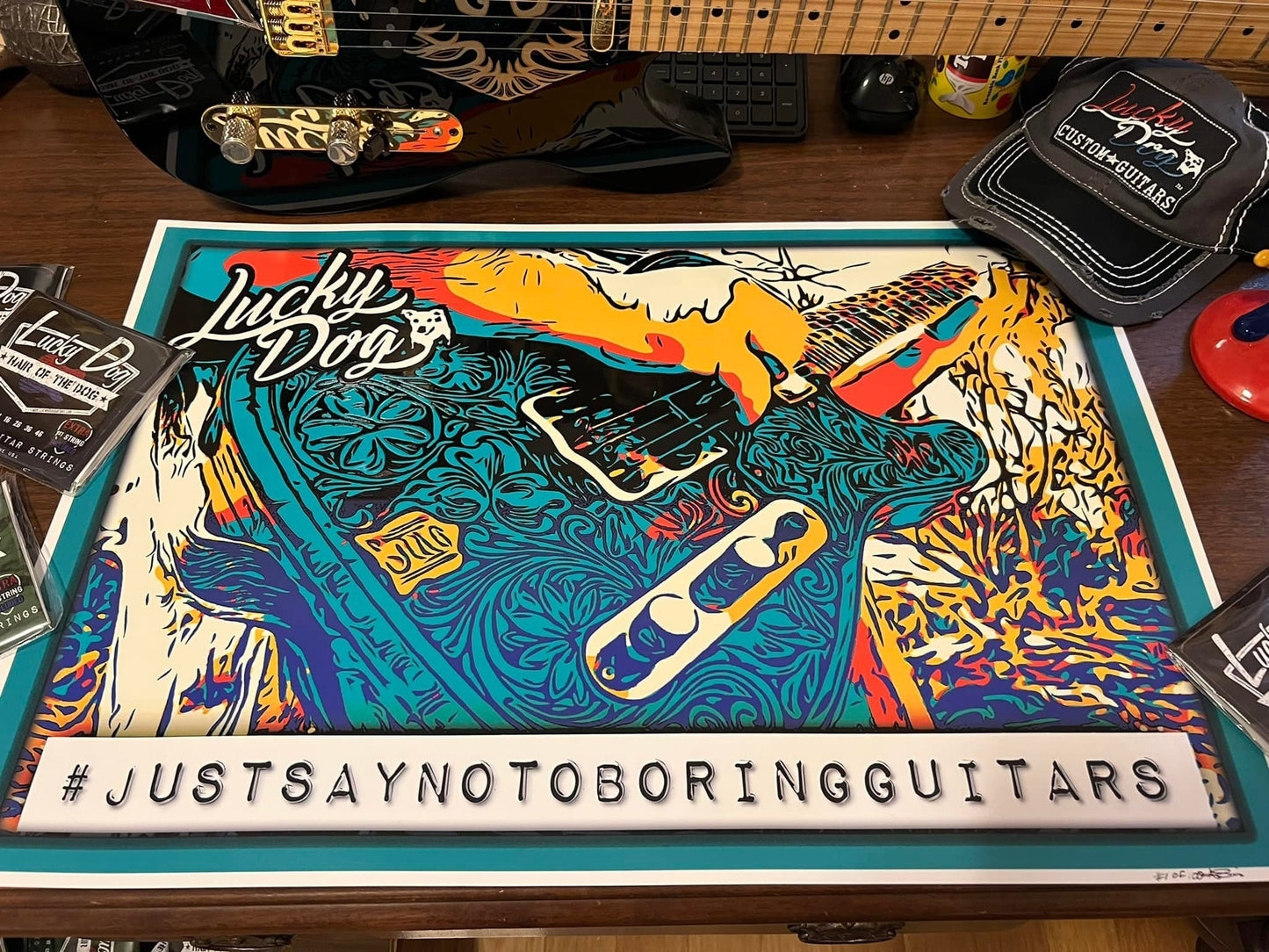 Limited Print - Lucky Dog Guitars art grade 17X25 print for framing. Heavy weight and textured printing you can feel.
