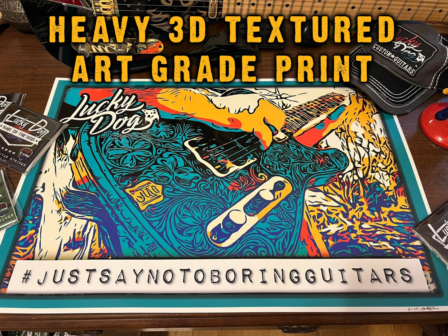 Limited Print - Lucky Dog Guitars art grade 17X25 print for framing. Heavy weight and textured printing you can feel.