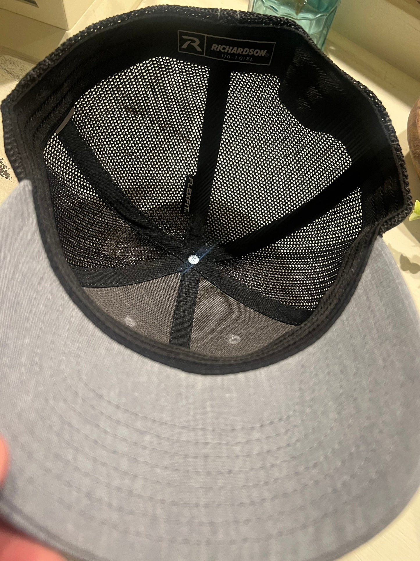 Lucky Dog Guitars Flexfit ball cap Heather gray and black mesh hat truckstop vintage Stretchy back ballcap flex fit guitar