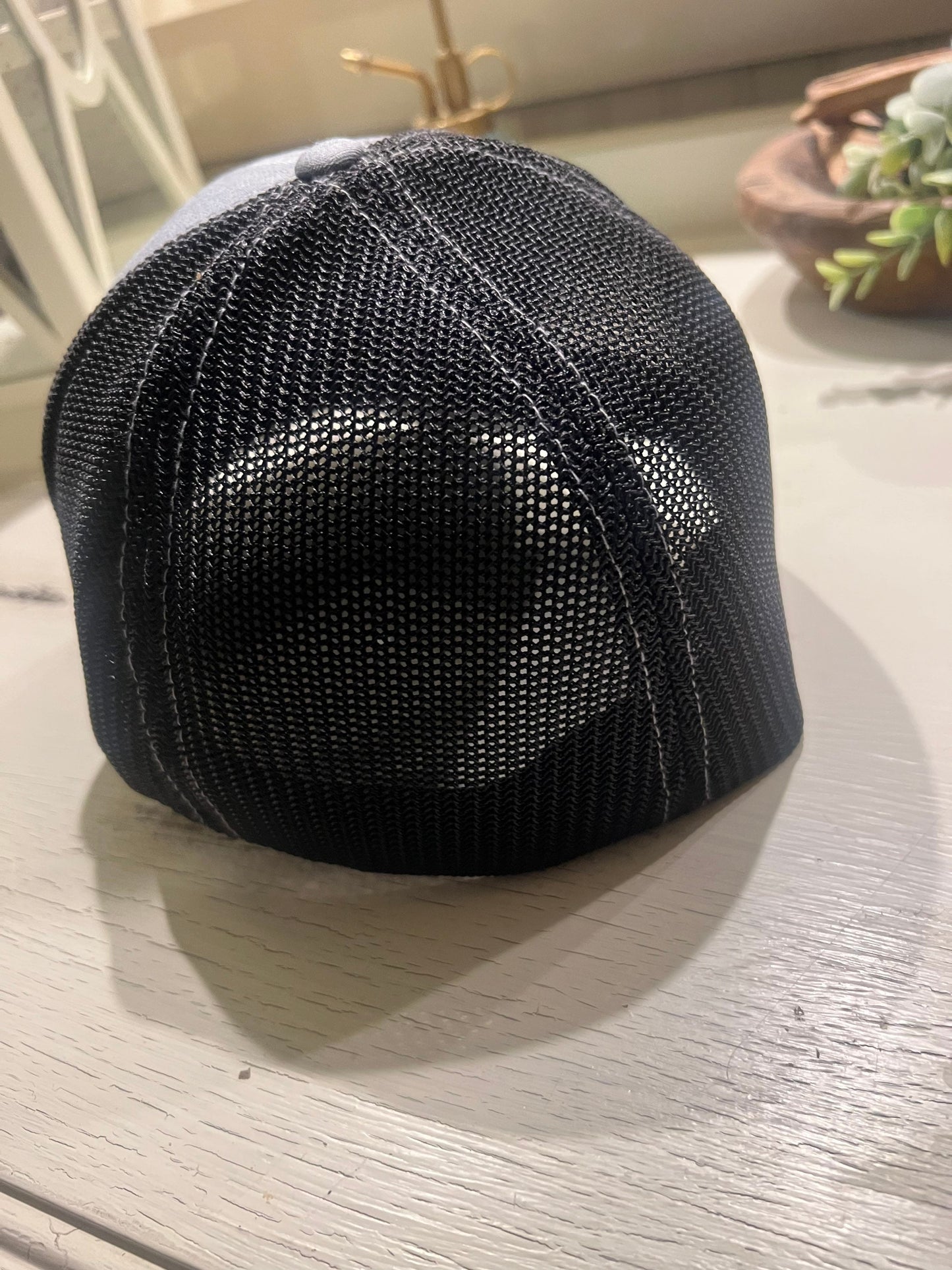 Lucky Dog Guitars Flexfit ball cap Heather gray and black mesh hat truckstop vintage Stretchy back ballcap flex fit guitar