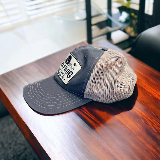 Lucky Dog Guitars Big Size XXL Gray/Khaki Low-Profile “soft” cotton Trucker mesh SnapBack closure - Lucky Dog Guitars