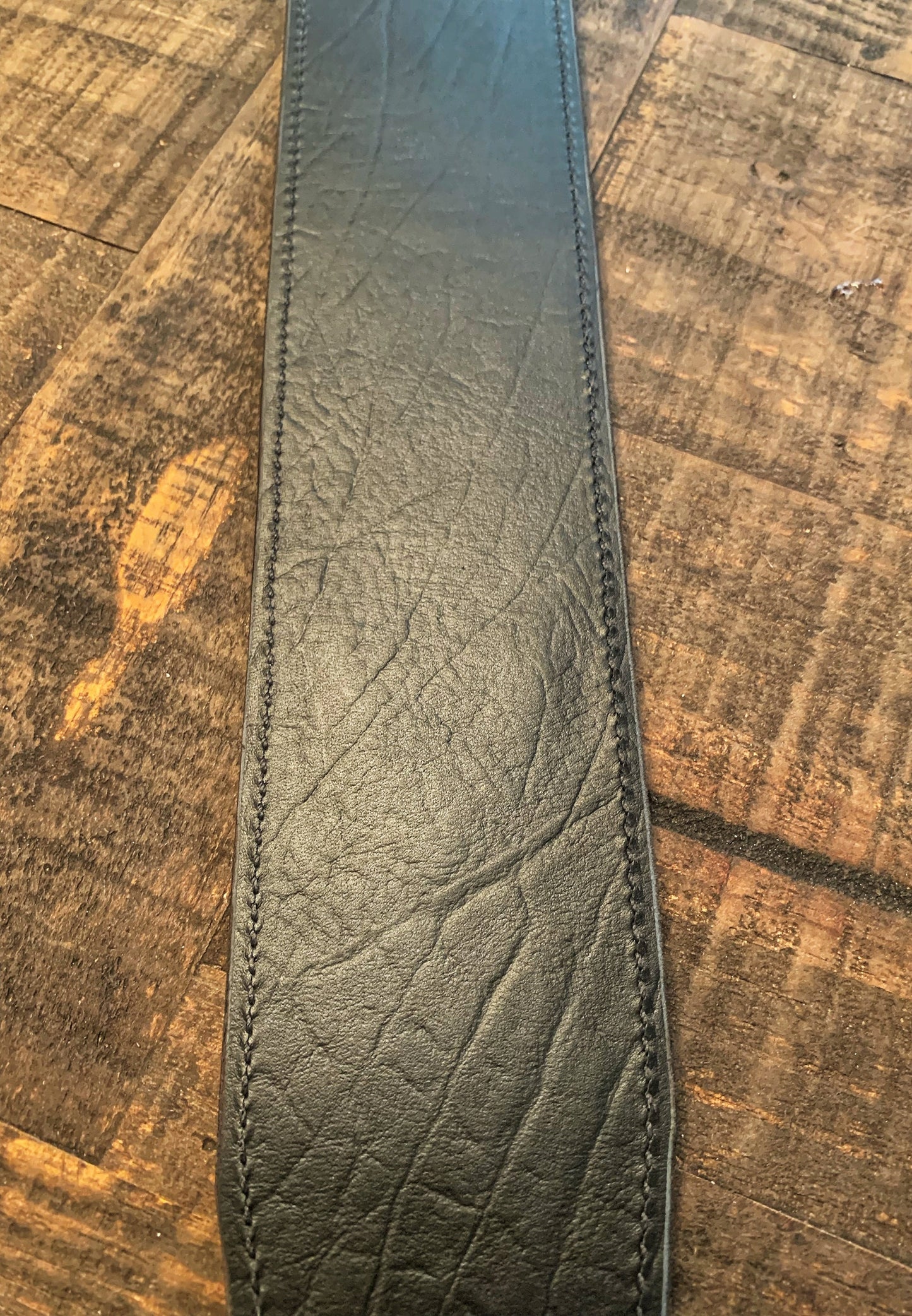 Lucky Dog “Elite 2” dark bison with ostrich embossed leather overlay handmade leather guitar strap - w/ EXTRA WIDE tail strap- made in USA