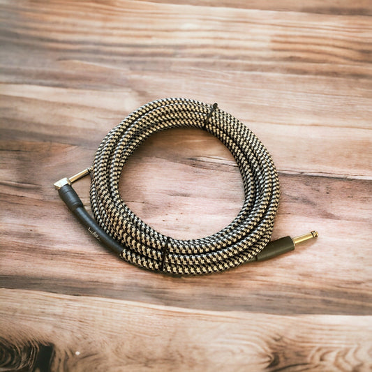 USA MADE 18ft Lucky Dog black/white "Dog Leash" guitar cable Fat oversized shielded cable rejects noise Improved Tone and Signal Strength