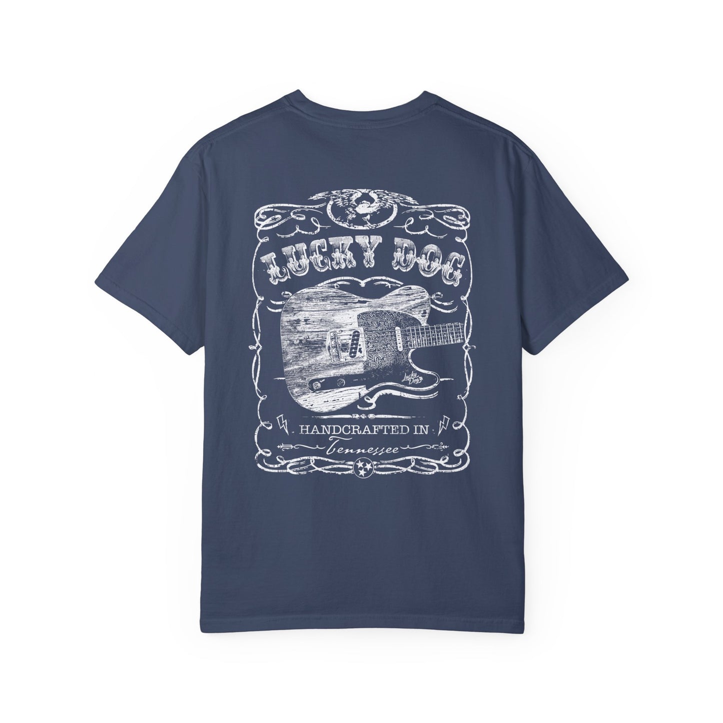 PREMIUM Comfort Colors Lucky Dog eagle Guitar T-shirt - Just Say No To Boring Guitars - Tennessee Guitar Company new 2023 USA