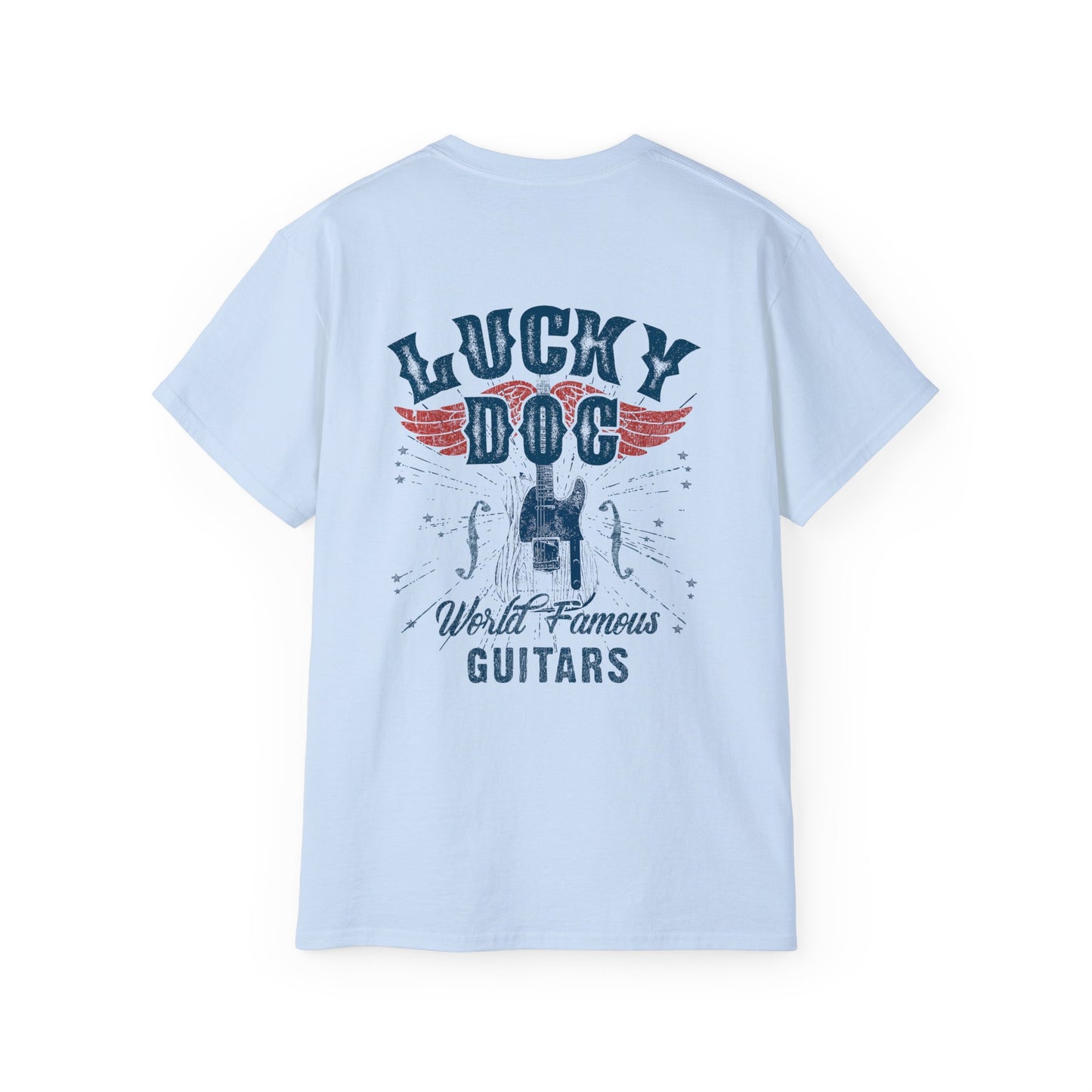 Lucky Dog Guitars World Famous Guitars T-shirt Retro Vintage T-shirt Country Music Outlaw USA stars Country Music Outlaw Biker Guitar USA