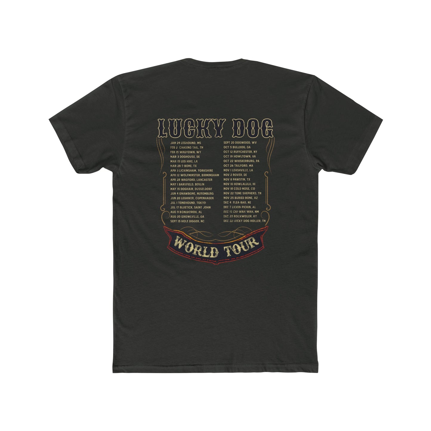 Lucky Dog Guitars World Tour 2024 T-shirt Tennessee Custom Band Country Music Nashville Bluegrass Concert 80's USA