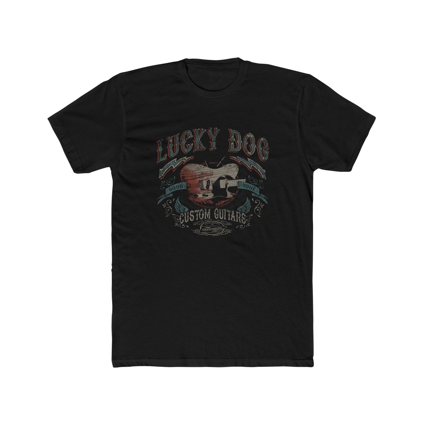 Reissue Lucky Dog Guitars T-shirt Outlaw Cowboy Guitar Vintage Hotrod Country Outlaw Nashville TN Tennessee USA