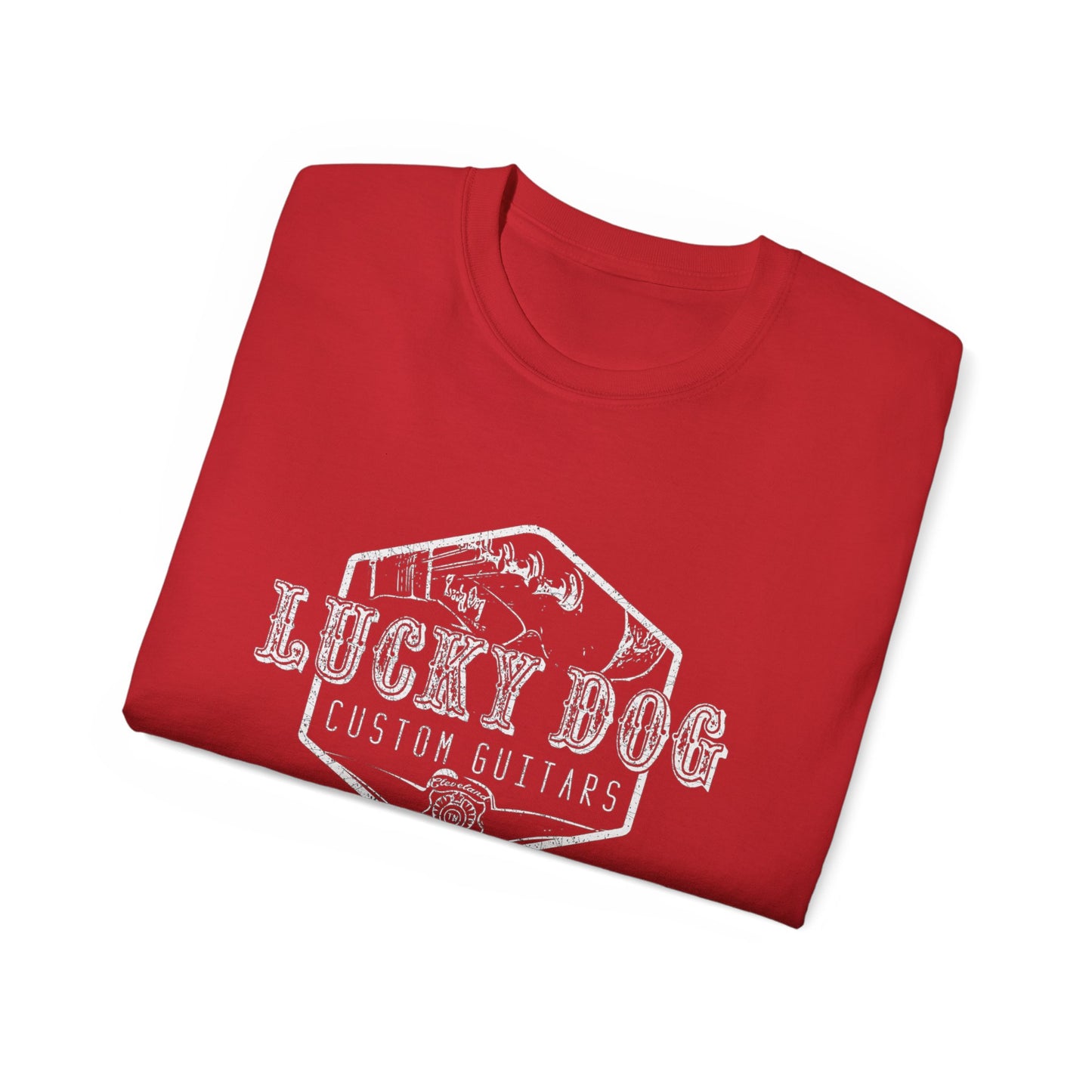 Reissue Lucky Dog Guitars T-shirt Headstock OG Cowboy Guitar Vintage Hotrod Country Outlaw Nashville TN Tennessee USA