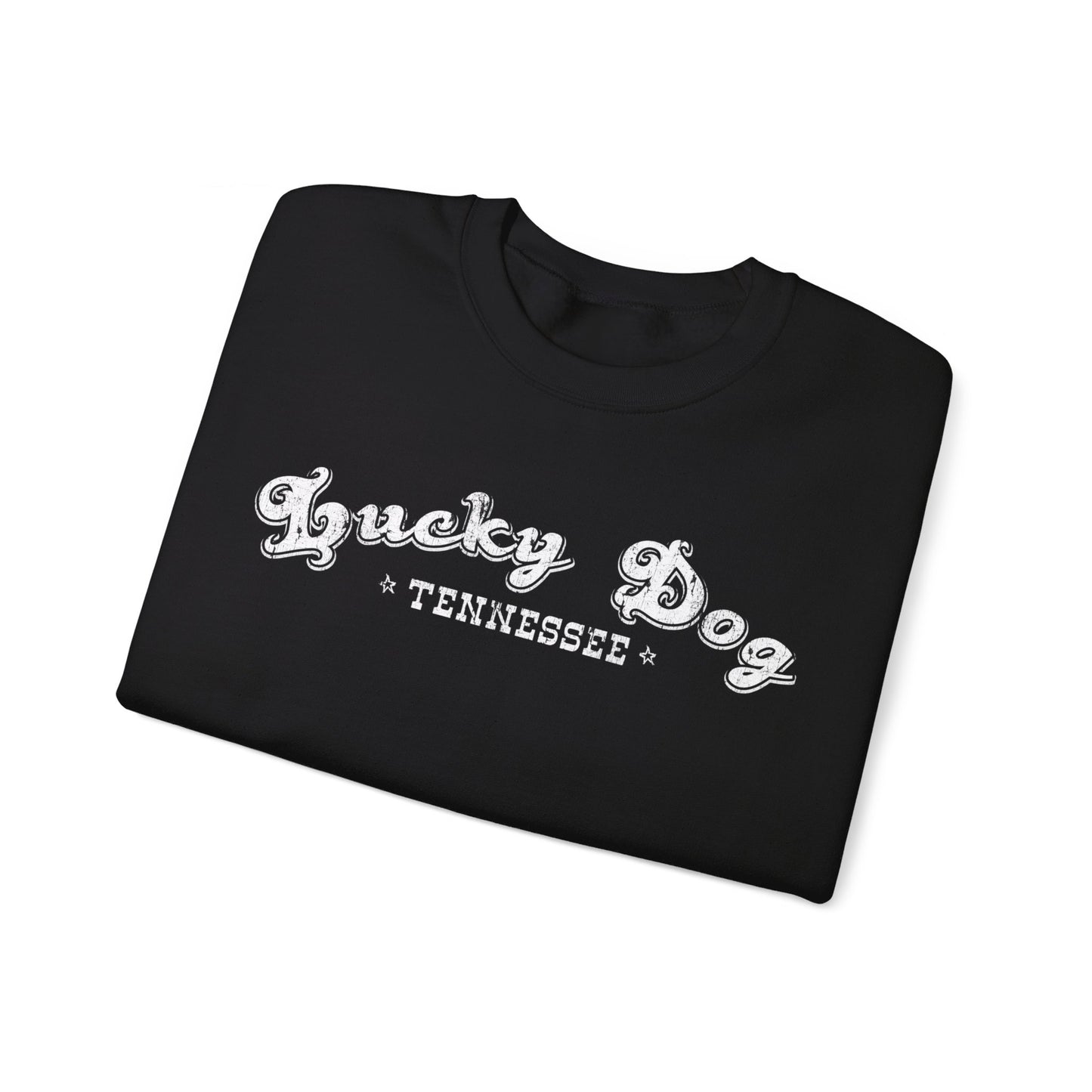 Lucky Dog Guitars Retro Logo Sweatshirt - Heavy blend crewneck.  Tennessee America Guitar Company Country Music USA