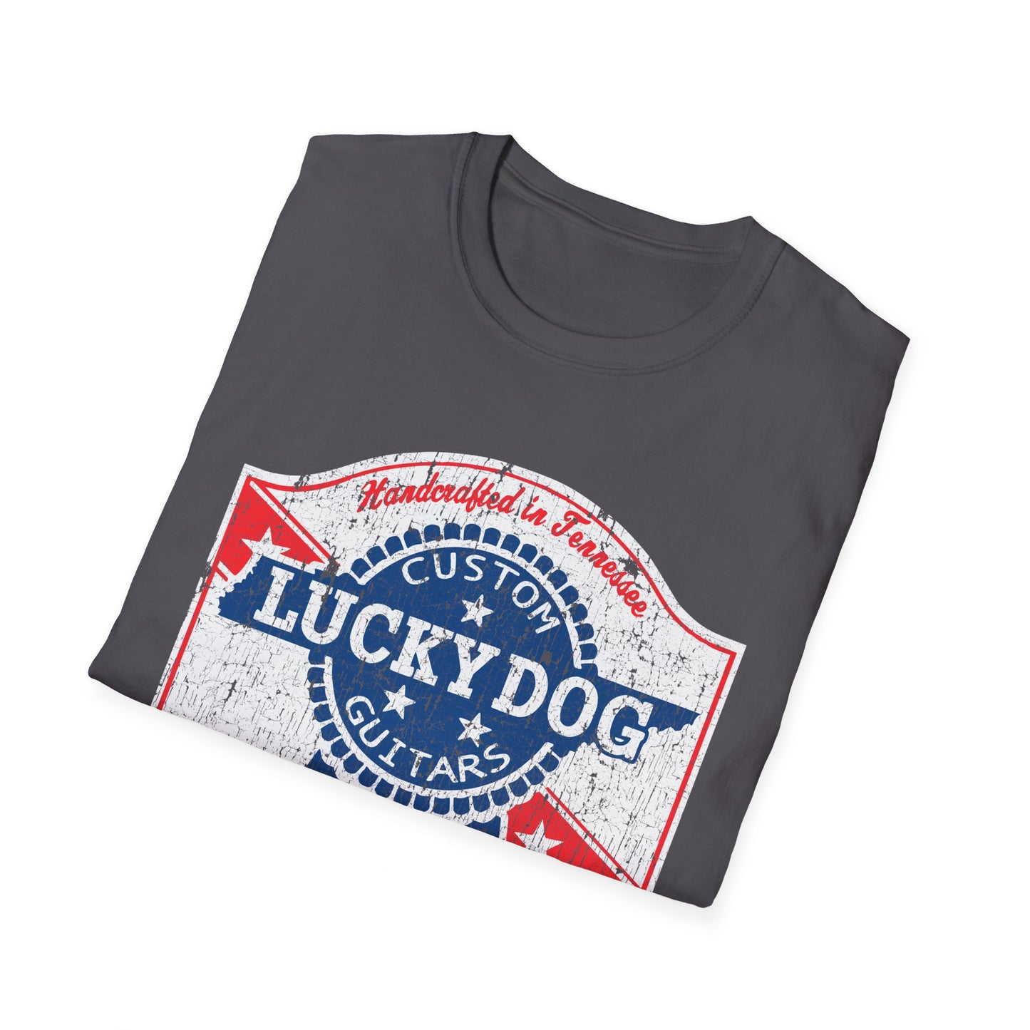 Australia Buyers ONLY- Lucky Dog Guitars T-shirt Retro Vintage T-shirt Country Music Outlaw USA stars Country Music Outlaw Biker Guitar